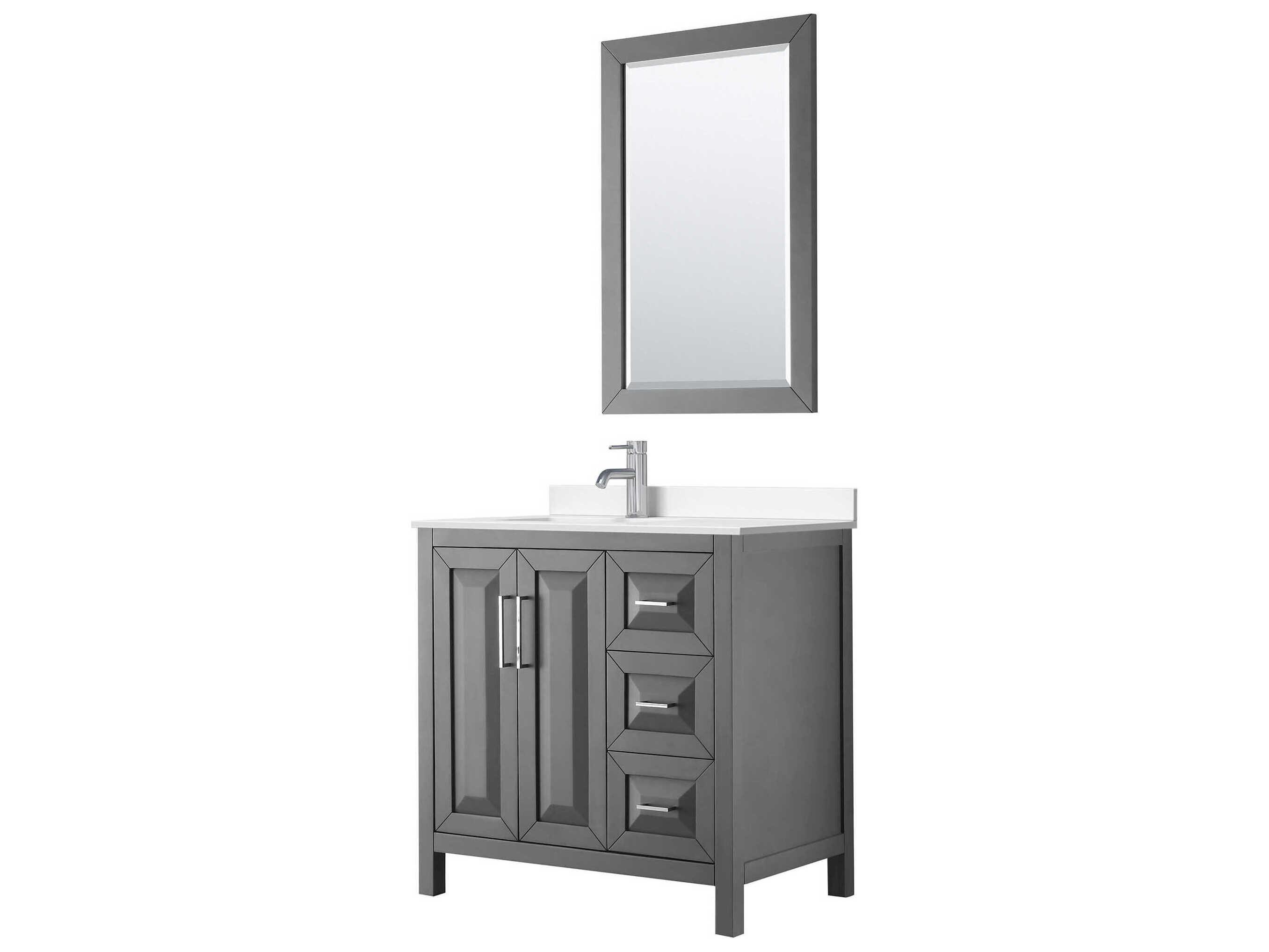 Wyndham Collection Daria 36" Dark Gray Vanity with 24" Mirror