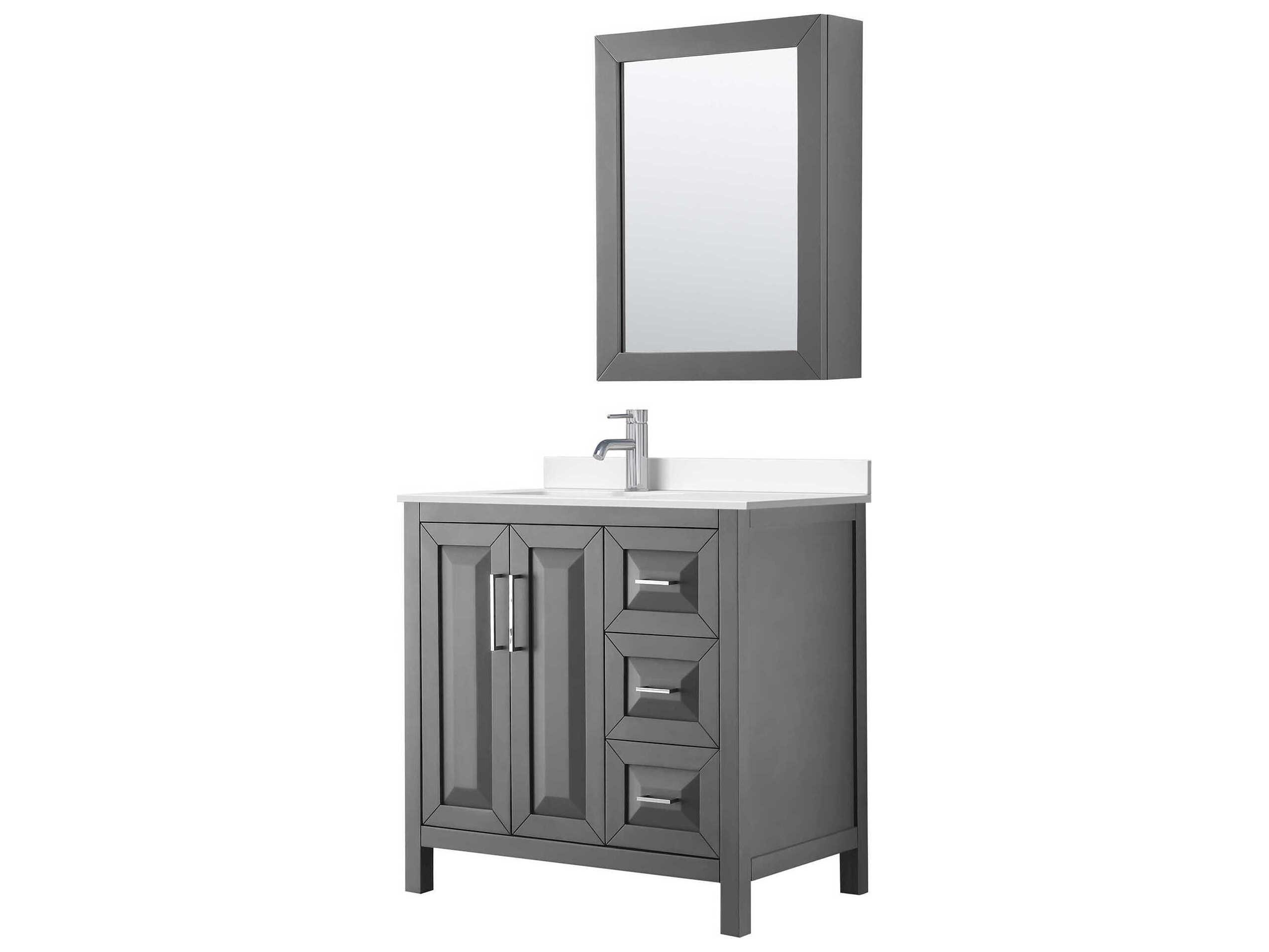 Wyndham Collection Daria 36" Dark Gray Vanity with Medicine Cabinet