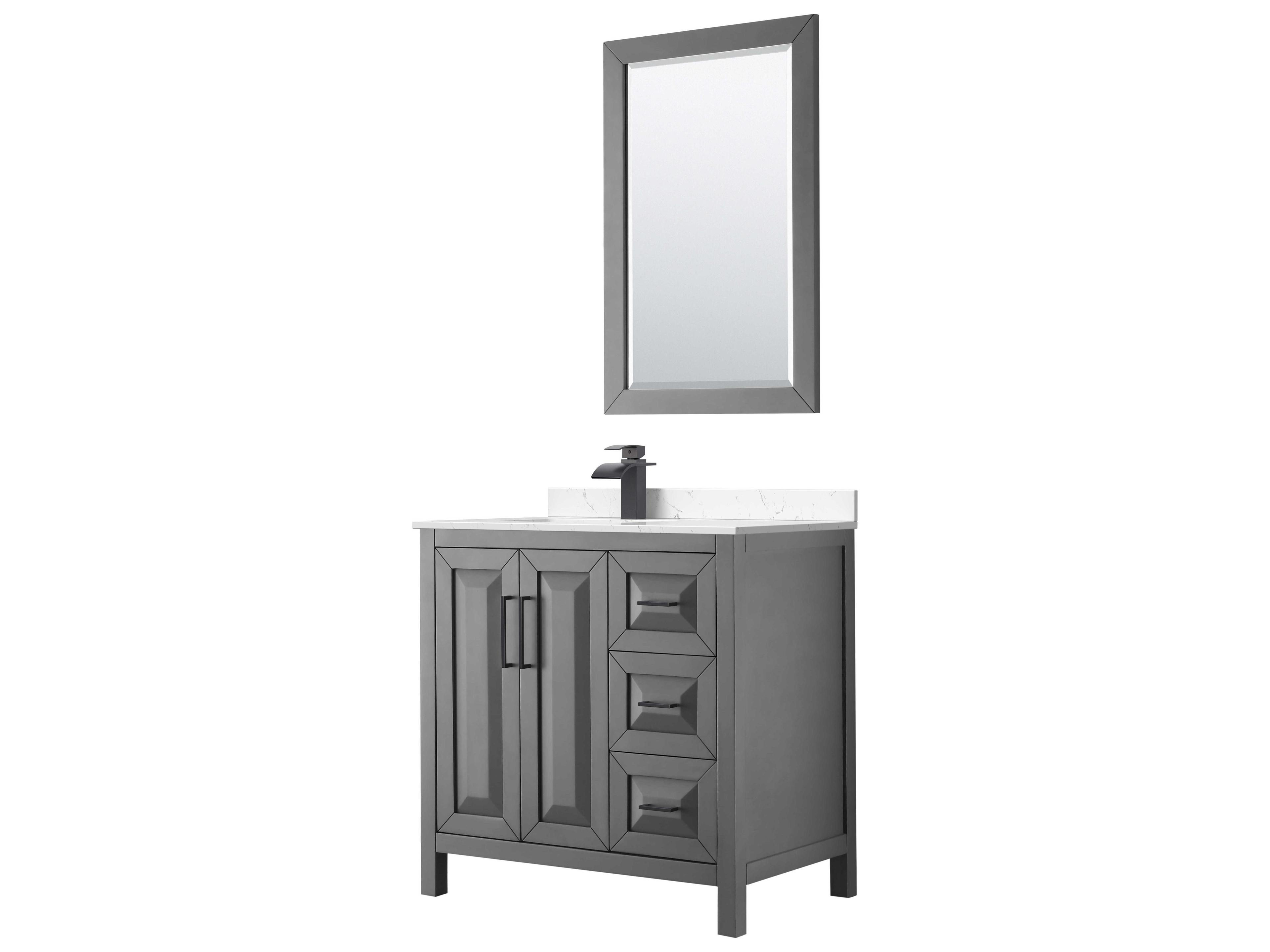 Wyndham Collection Daria 36" Dark Gray Vanity with 24" Mirror