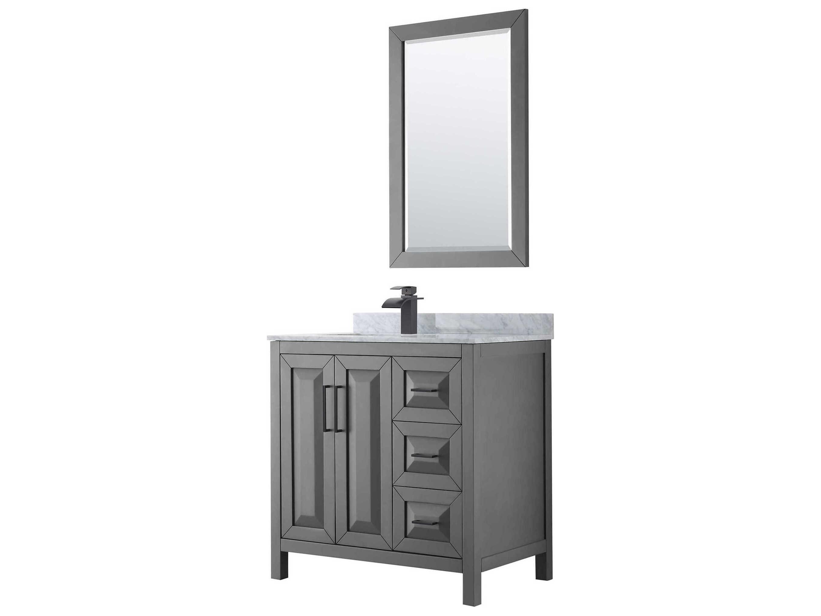 Wyndham Collection Daria 36" Dark Gray Vanity with 24" Mirror