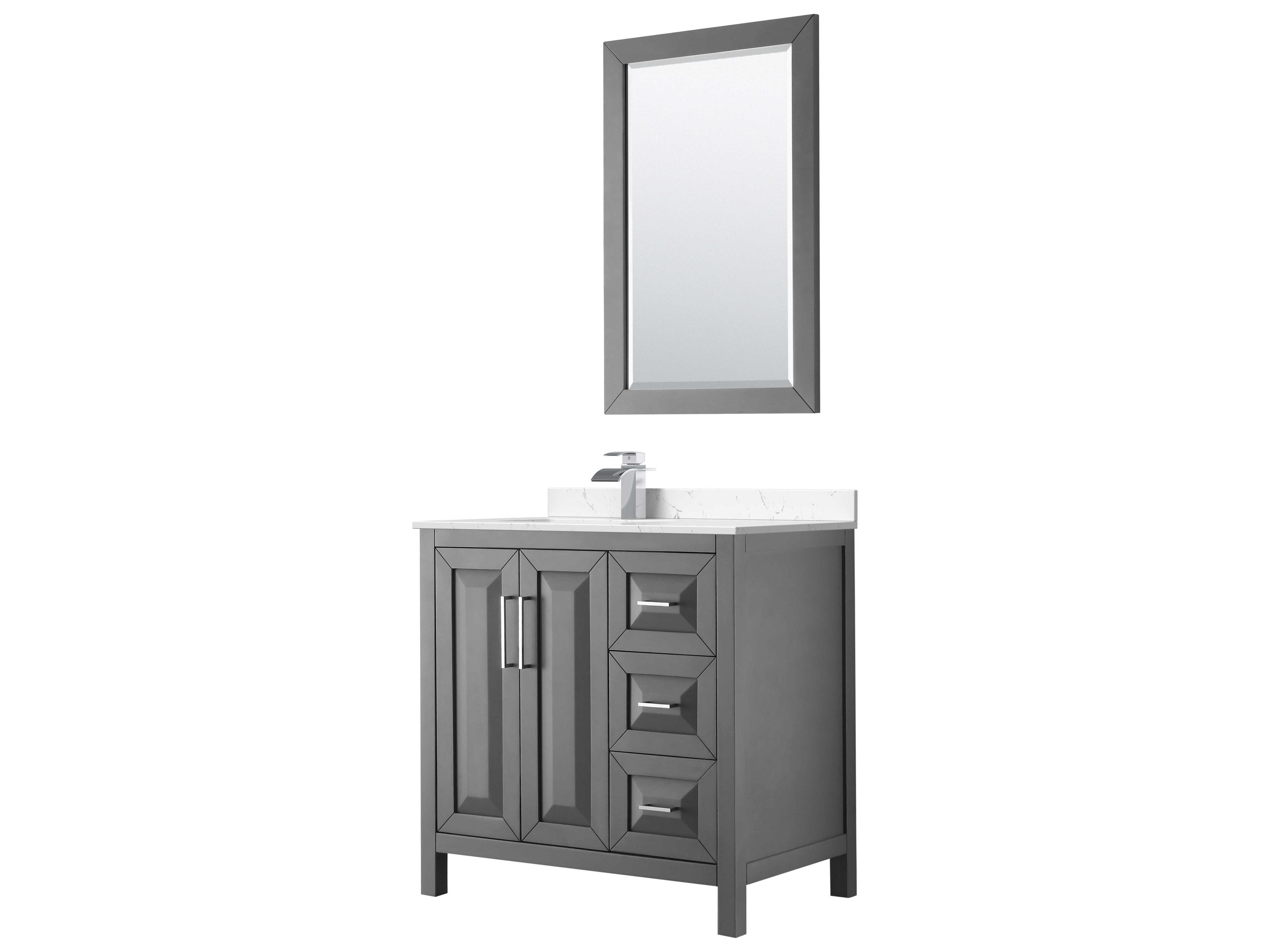 Wyndham Collection Daria 36" Dark Gray Vanity with 24" Mirror