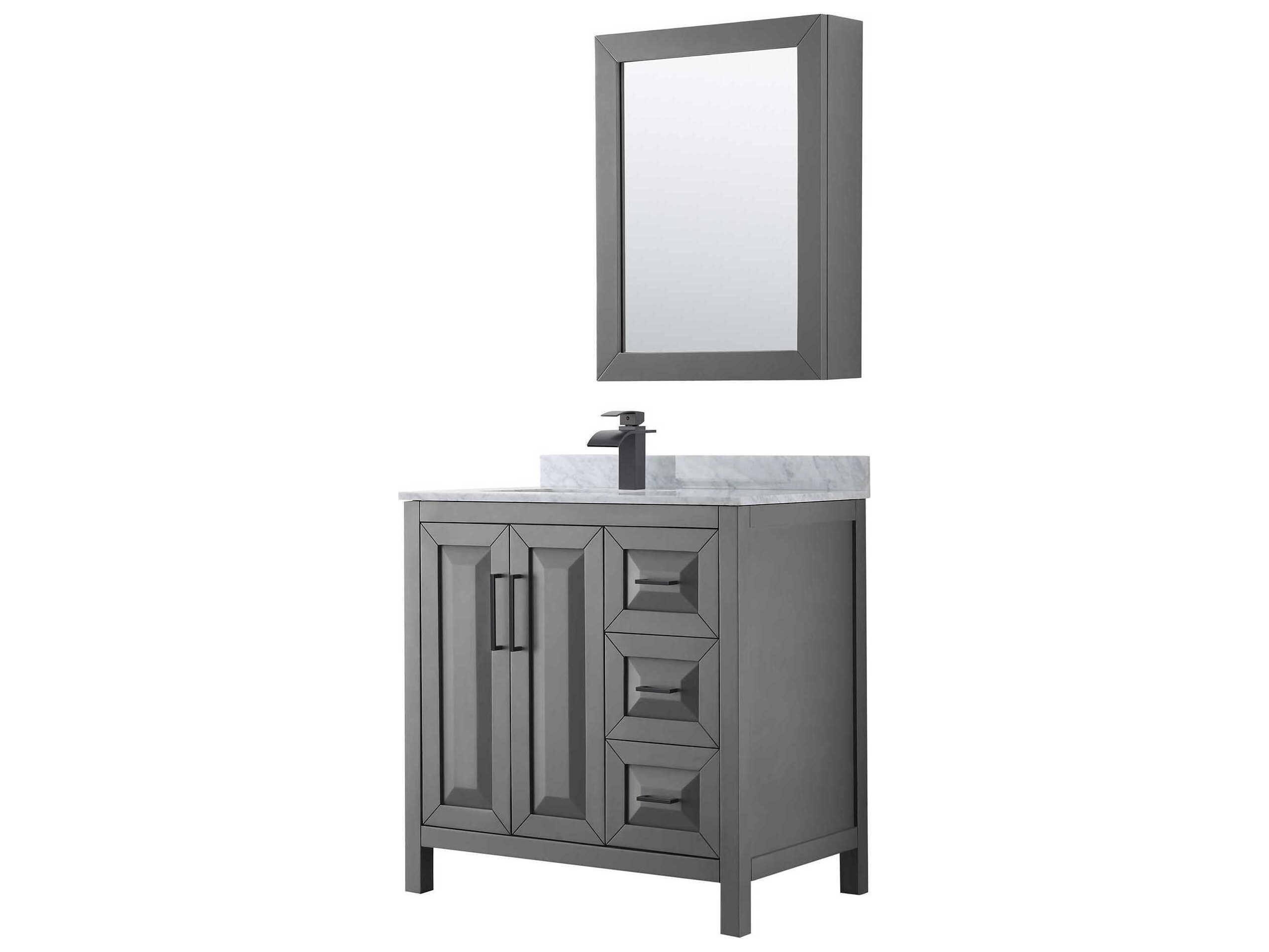 Wyndham Collection Daria 36" Dark Gray Vanity with Medicine Cabinet