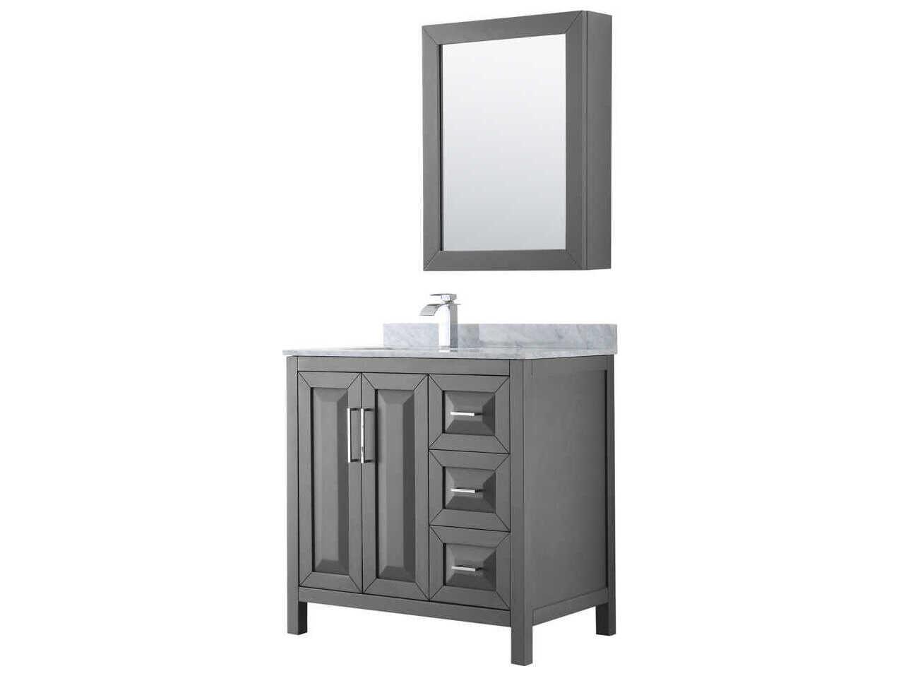 Wyndham Collection Daria 36" Dark Gray Vanity with Medicine Cabinet