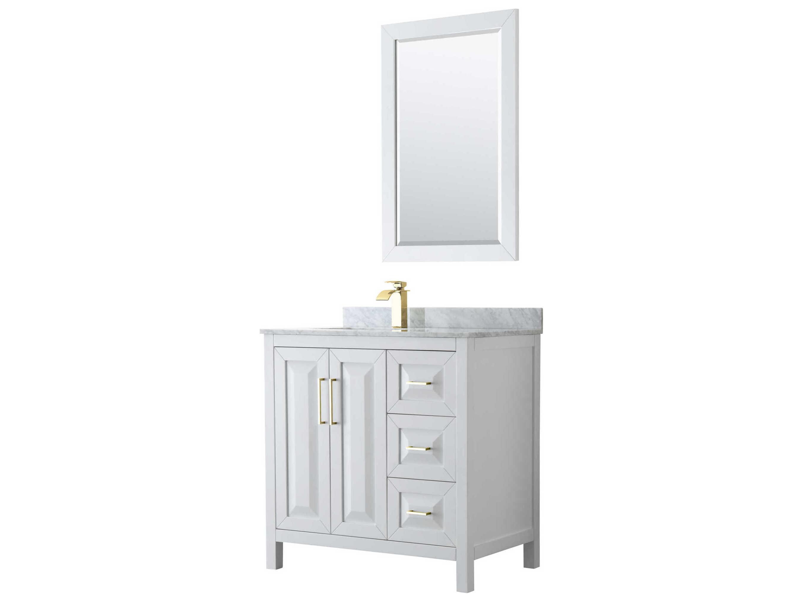 Wyndham Collection Daria 36" White Vanity with 24" Mirror