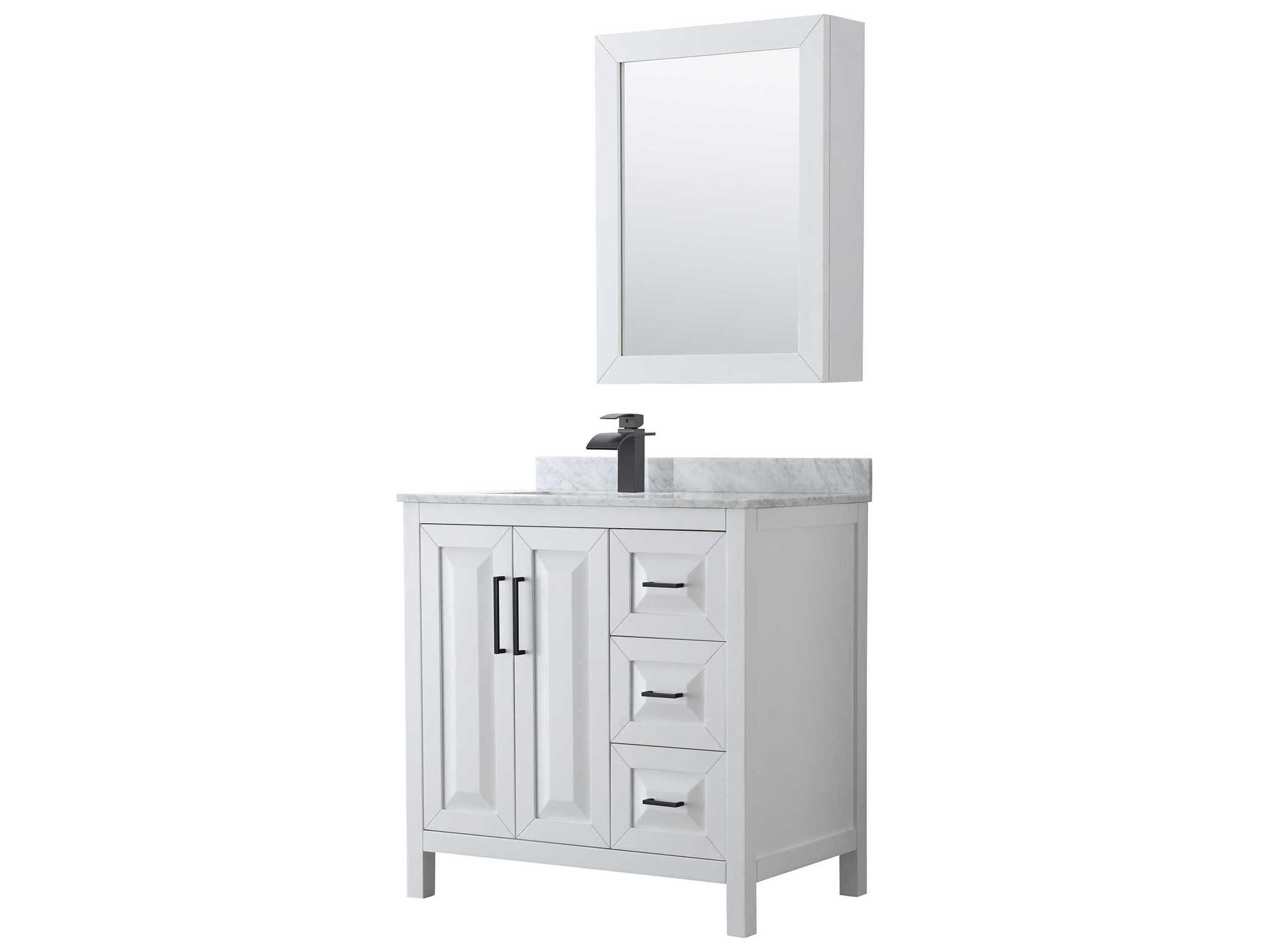 Wyndham Collection Daria 36" White Vanity with Medicine Cabinet