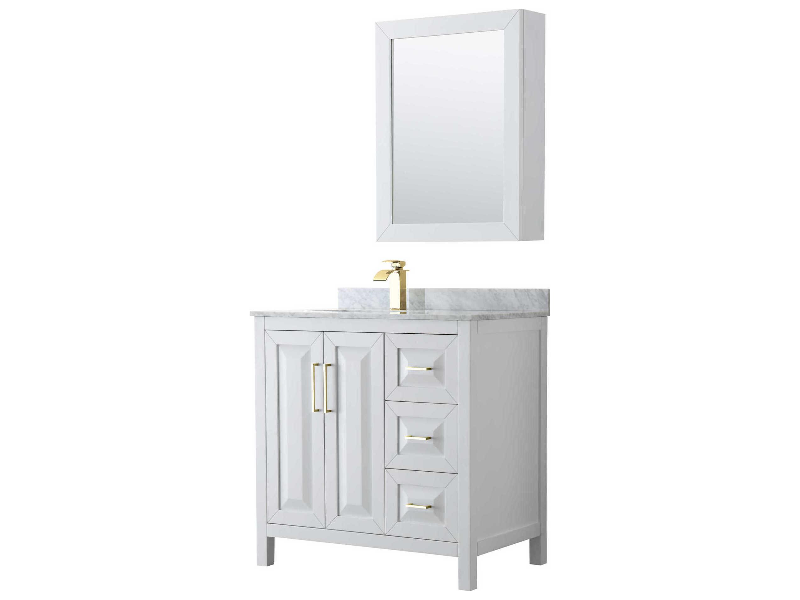 Wyndham Collection Daria 36" White Vanity with Medicine Cabinet