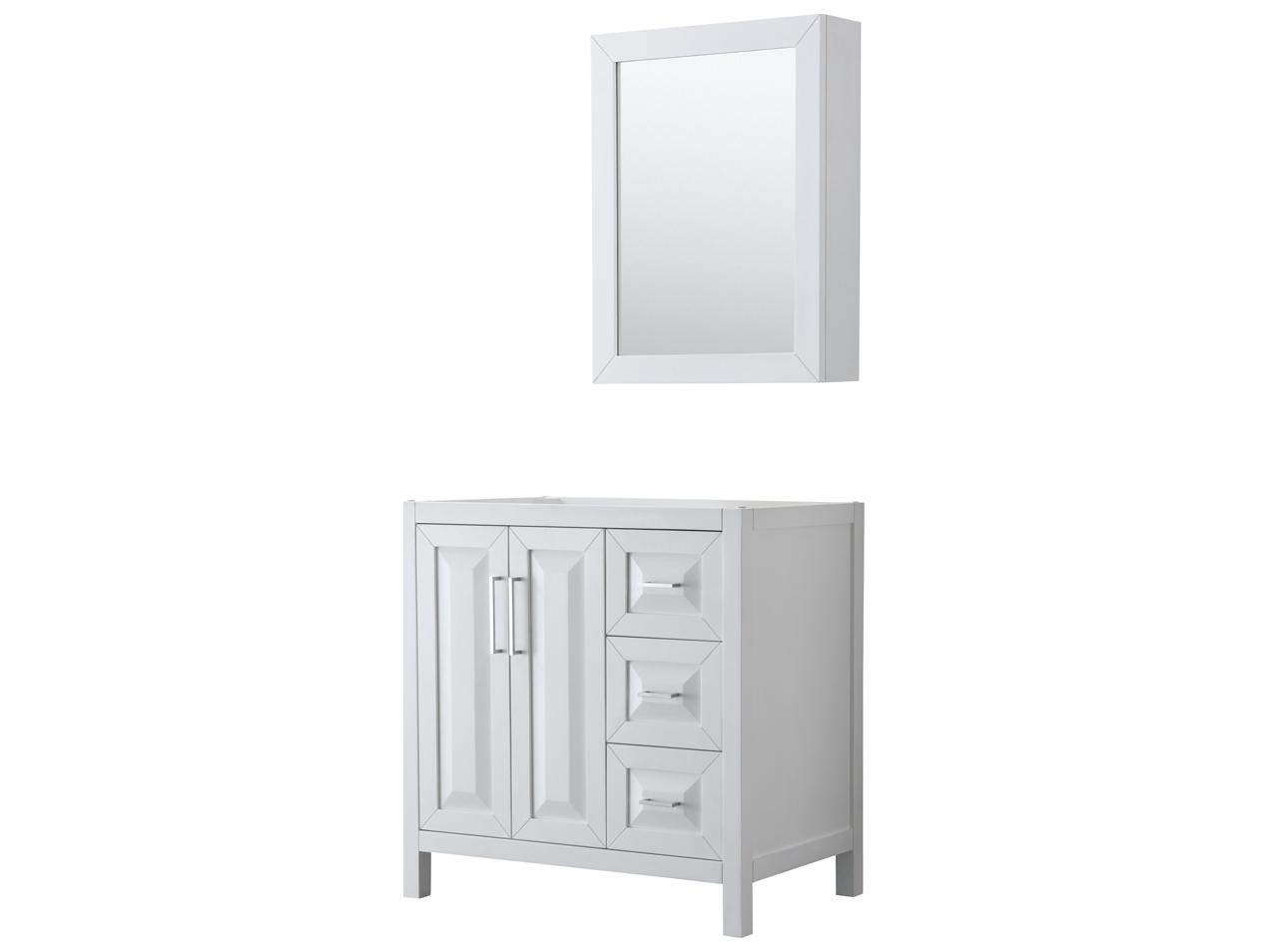 Wyndham Collection Daria 35" White Vanity with Medicine Cabinet