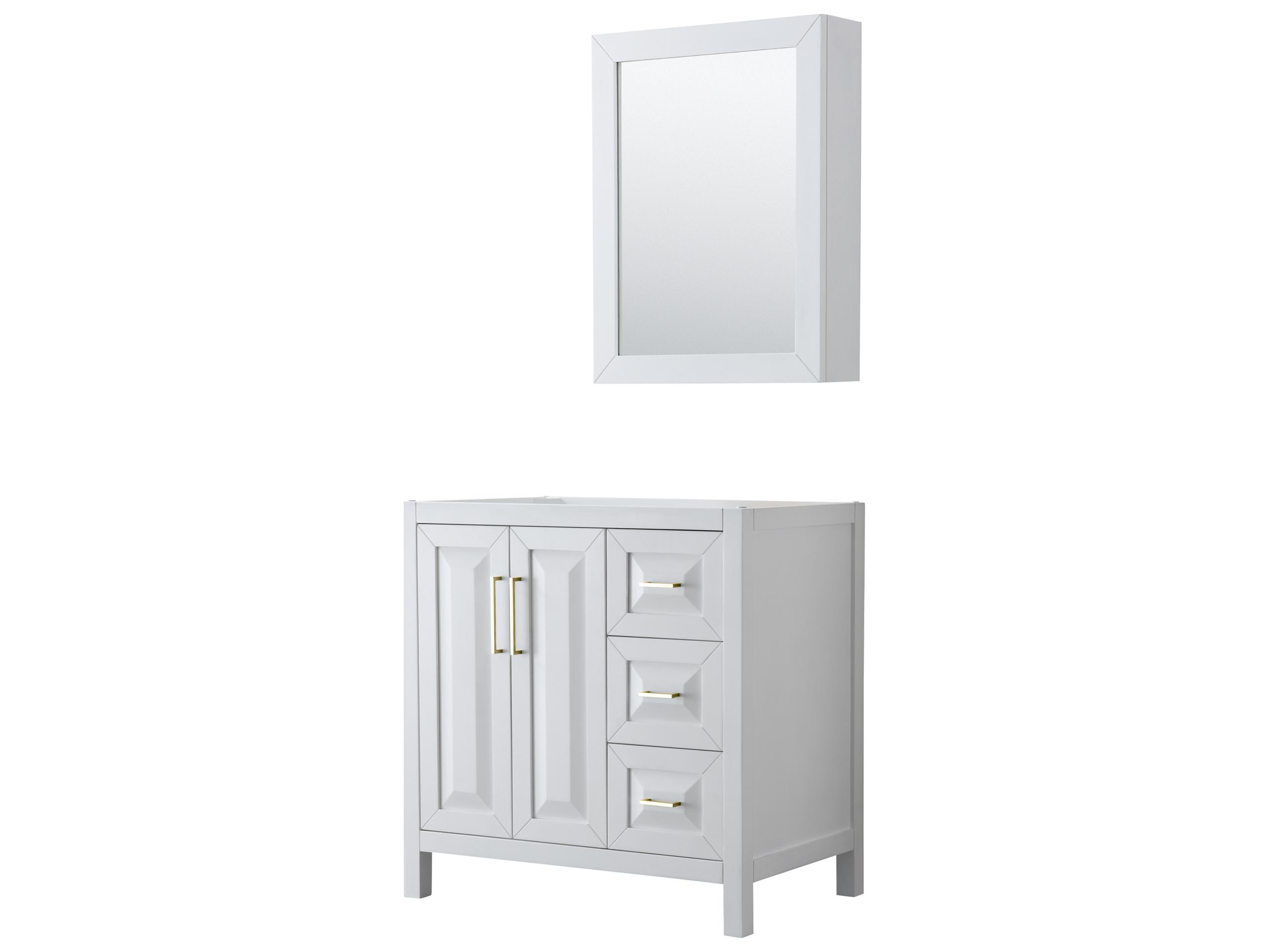 Wyndham Collection Daria 35" White Vanity with Medicine Cabinet