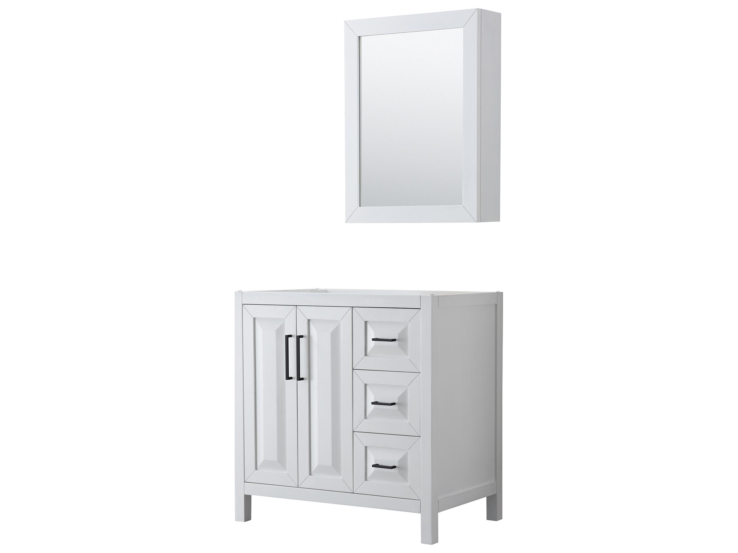 Wyndham Collection Daria 35" White Vanity with Medicine Cabinet