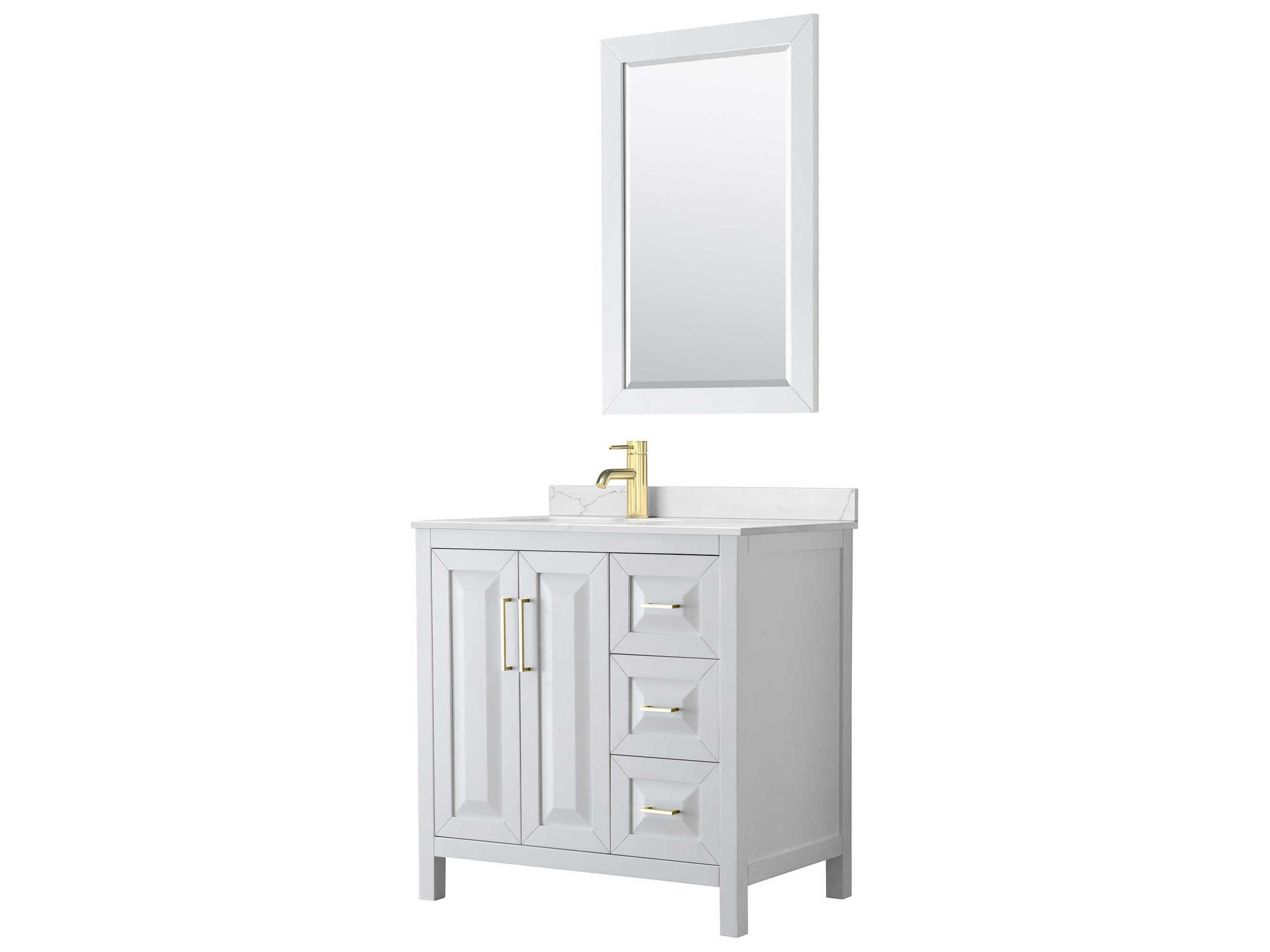 Wyndham Collection Daria 36" White Vanity with 24" Mirror