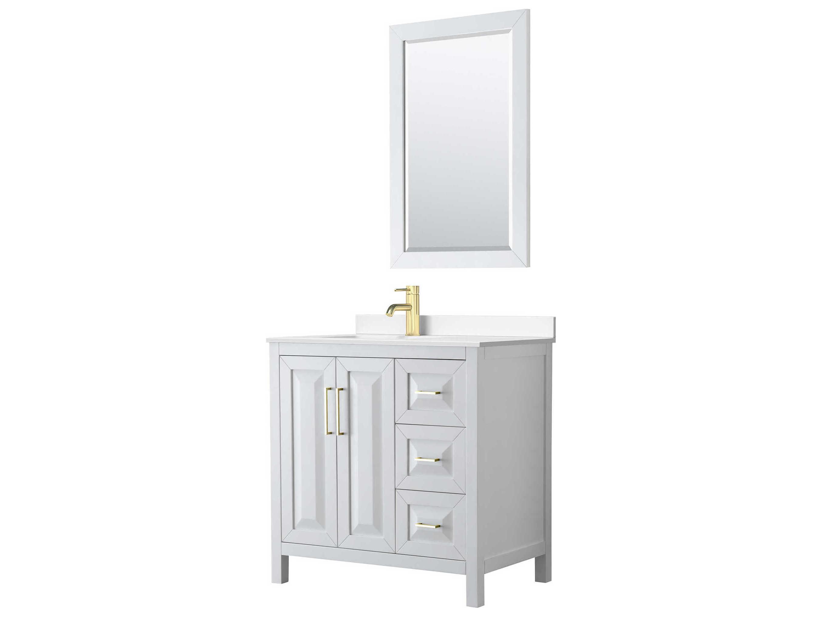 Wyndham Collection Daria 36" White Vanity with 24" Mirror