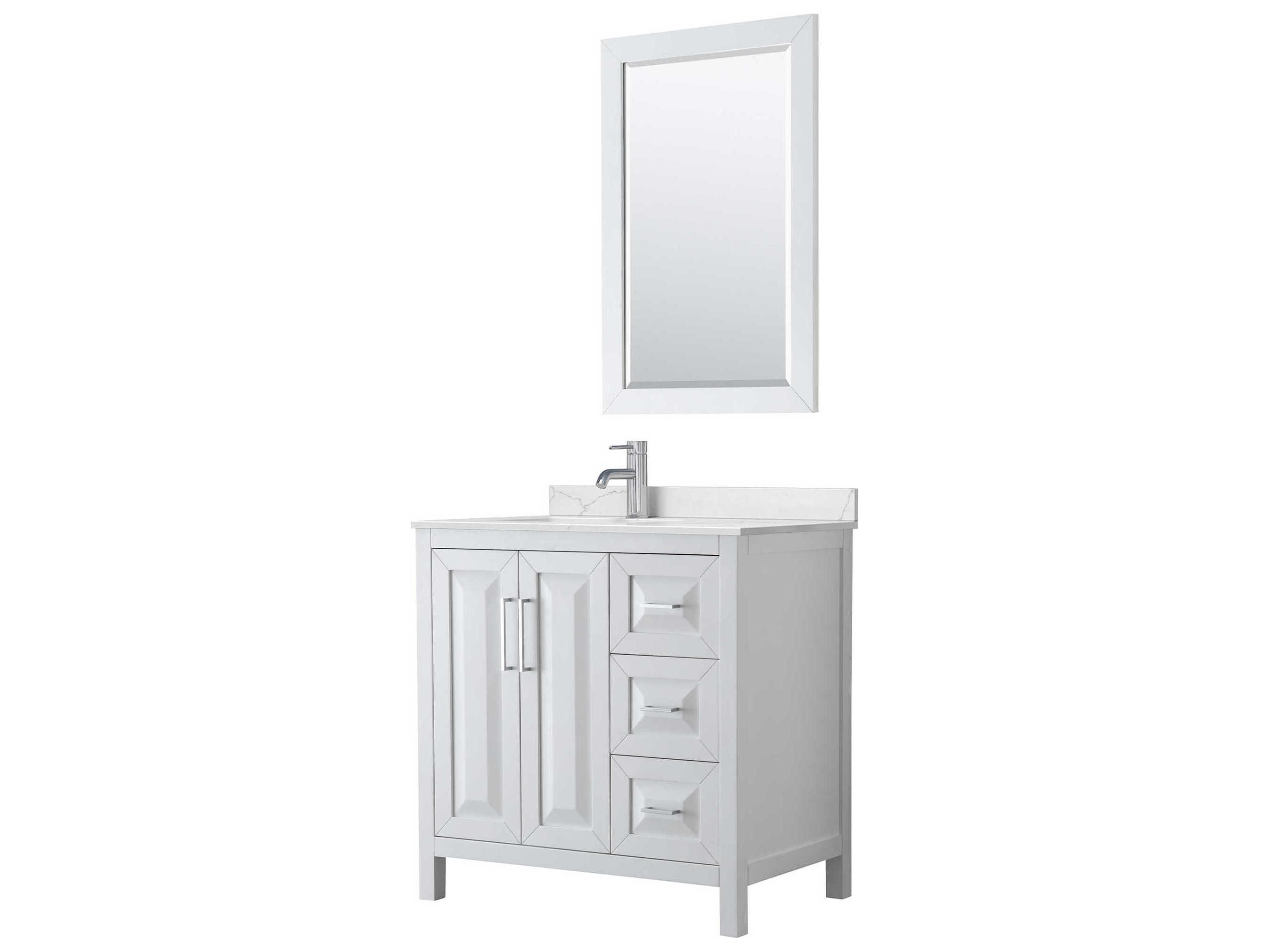 Wyndham Collection Daria 36" White Vanity with 24" Mirror
