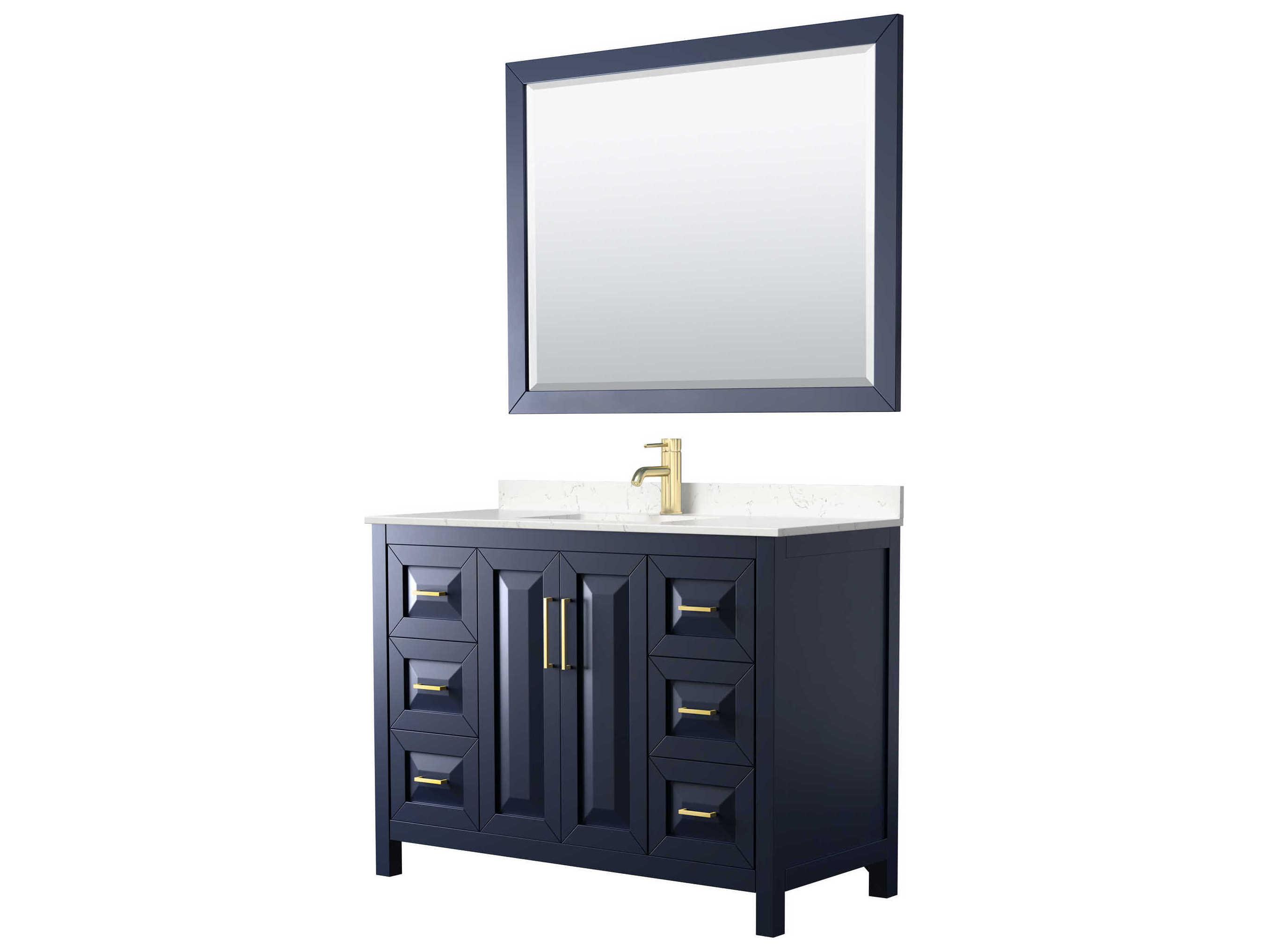Wyndham Collection Daria 48" Dark Blue Vanity with 46" Mirror