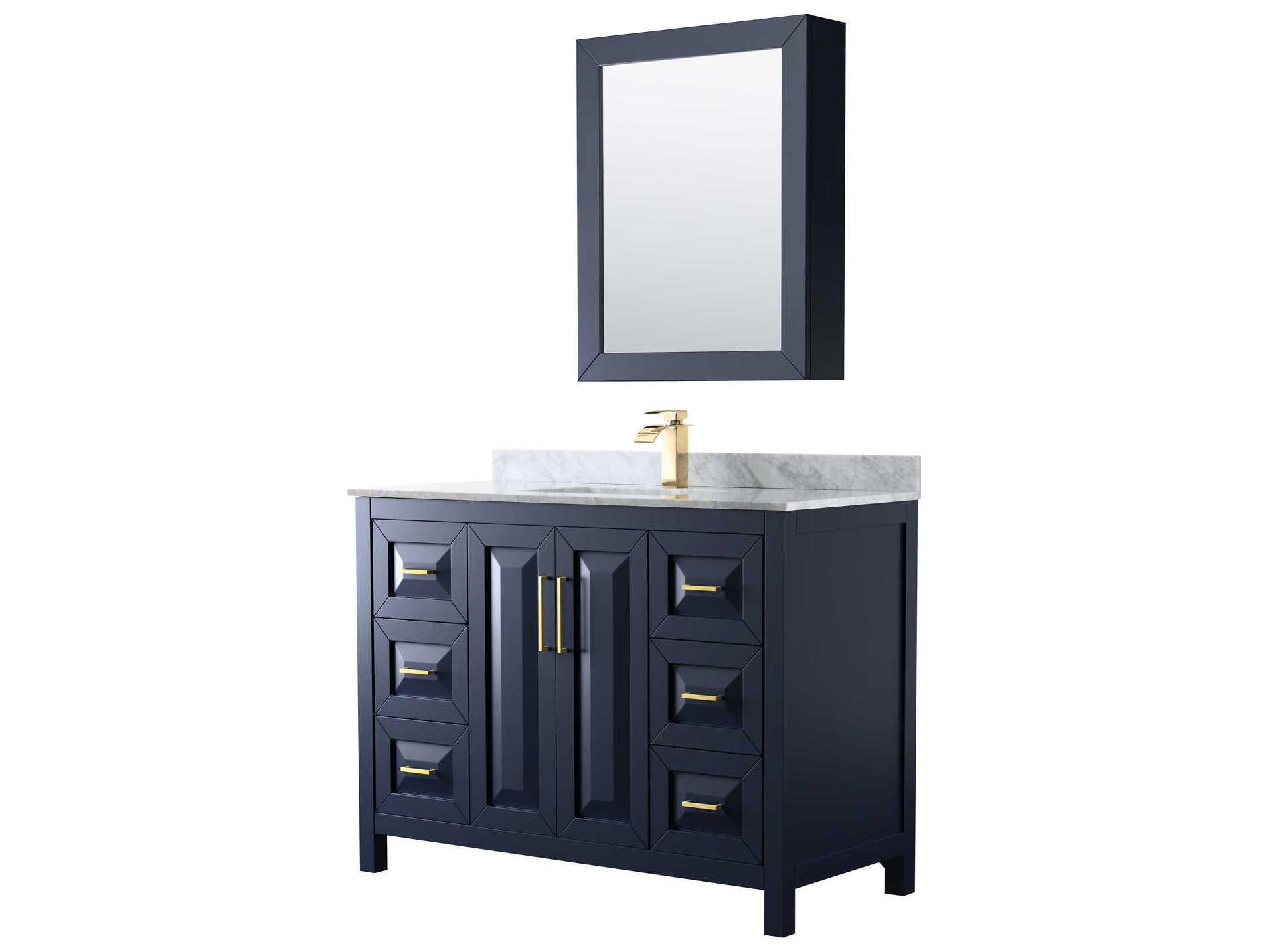 Wyndham Collection Daria 48" Dark Blue Vanity with Medicine Cabinet