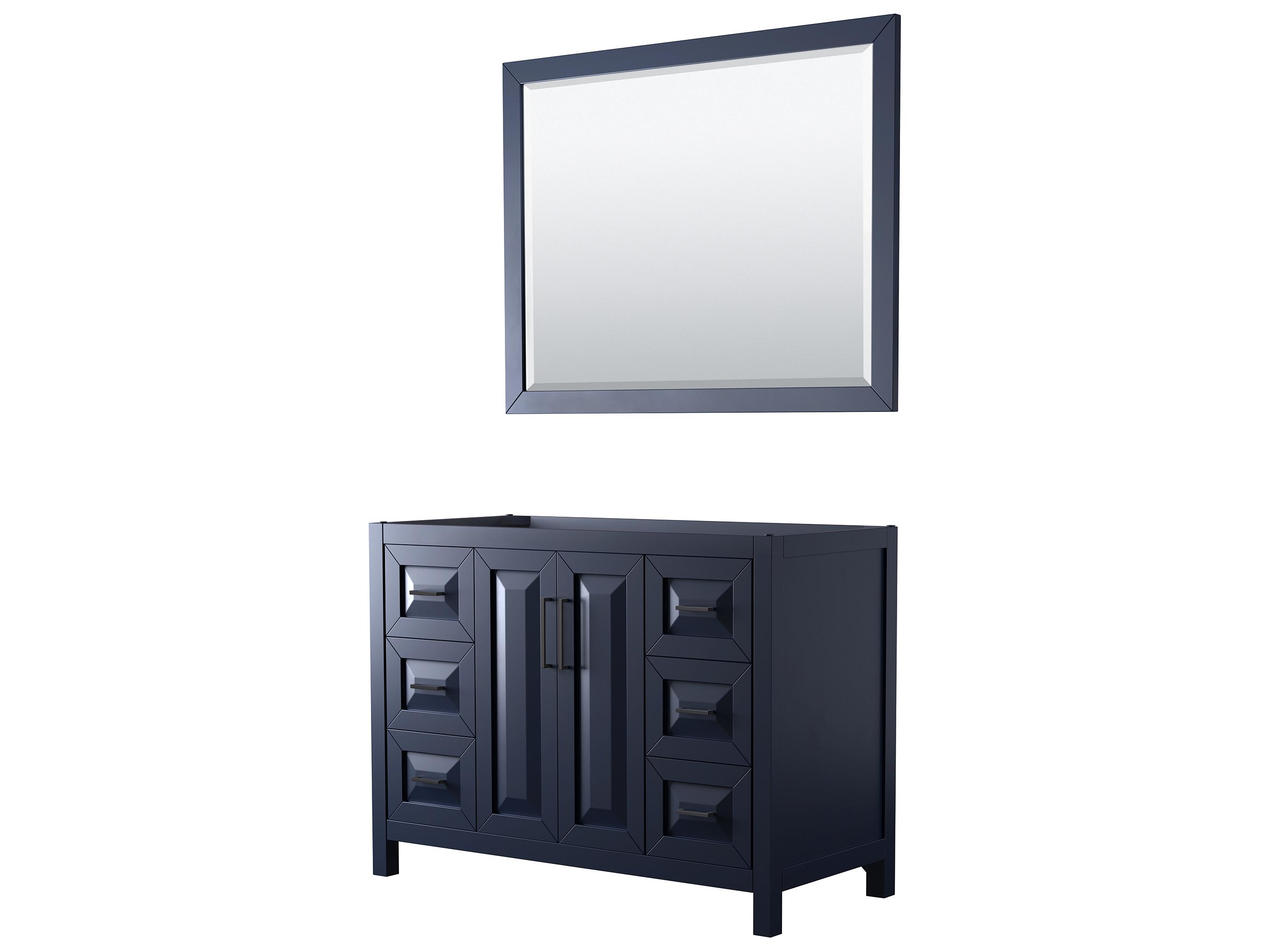 Wyndham Collection Daria 47" Dark Blue Vanity with 46" Mirror
