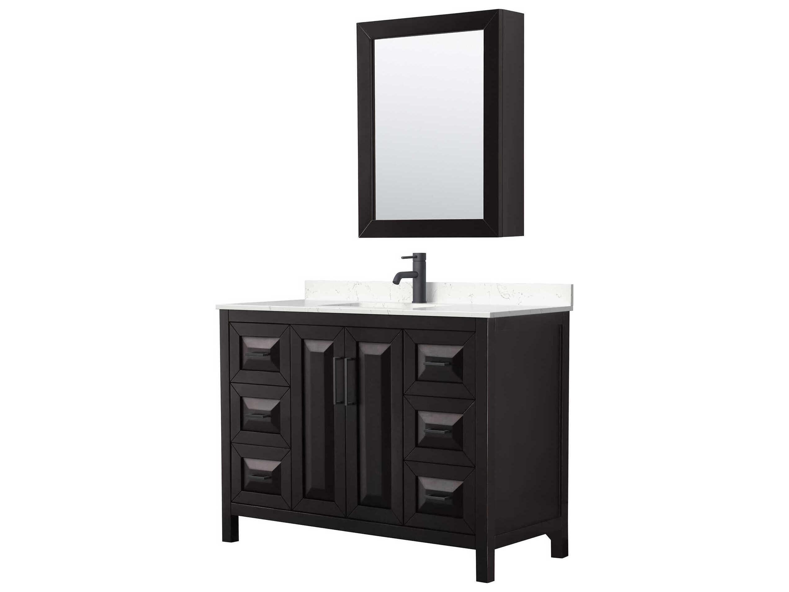 Wyndham Collection Daria 48" Dark Espresso Vanity with Medicine Cabinet