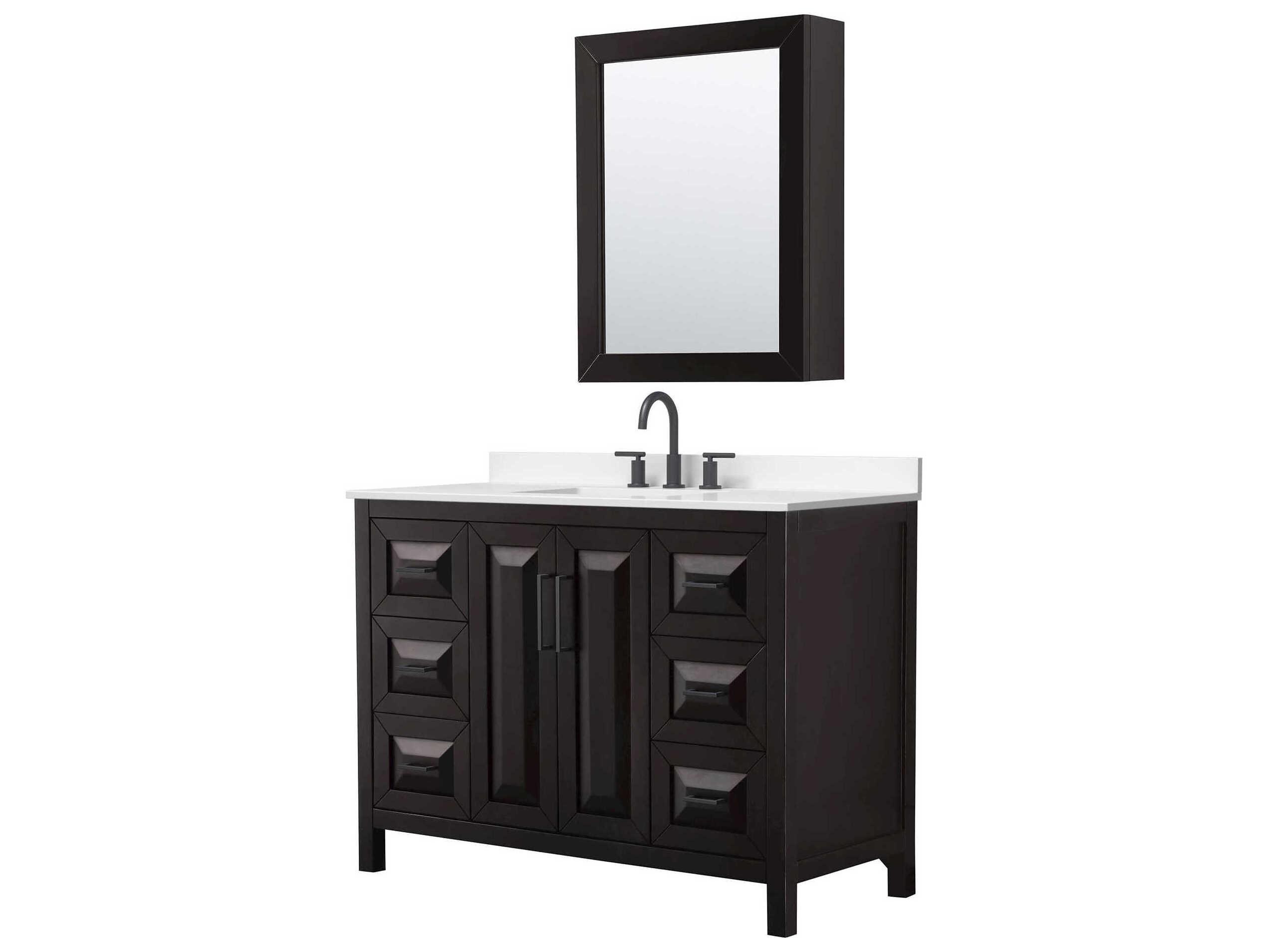 Wyndham Collection Daria 48" Dark Espresso Vanity with Medicine Cabinet
