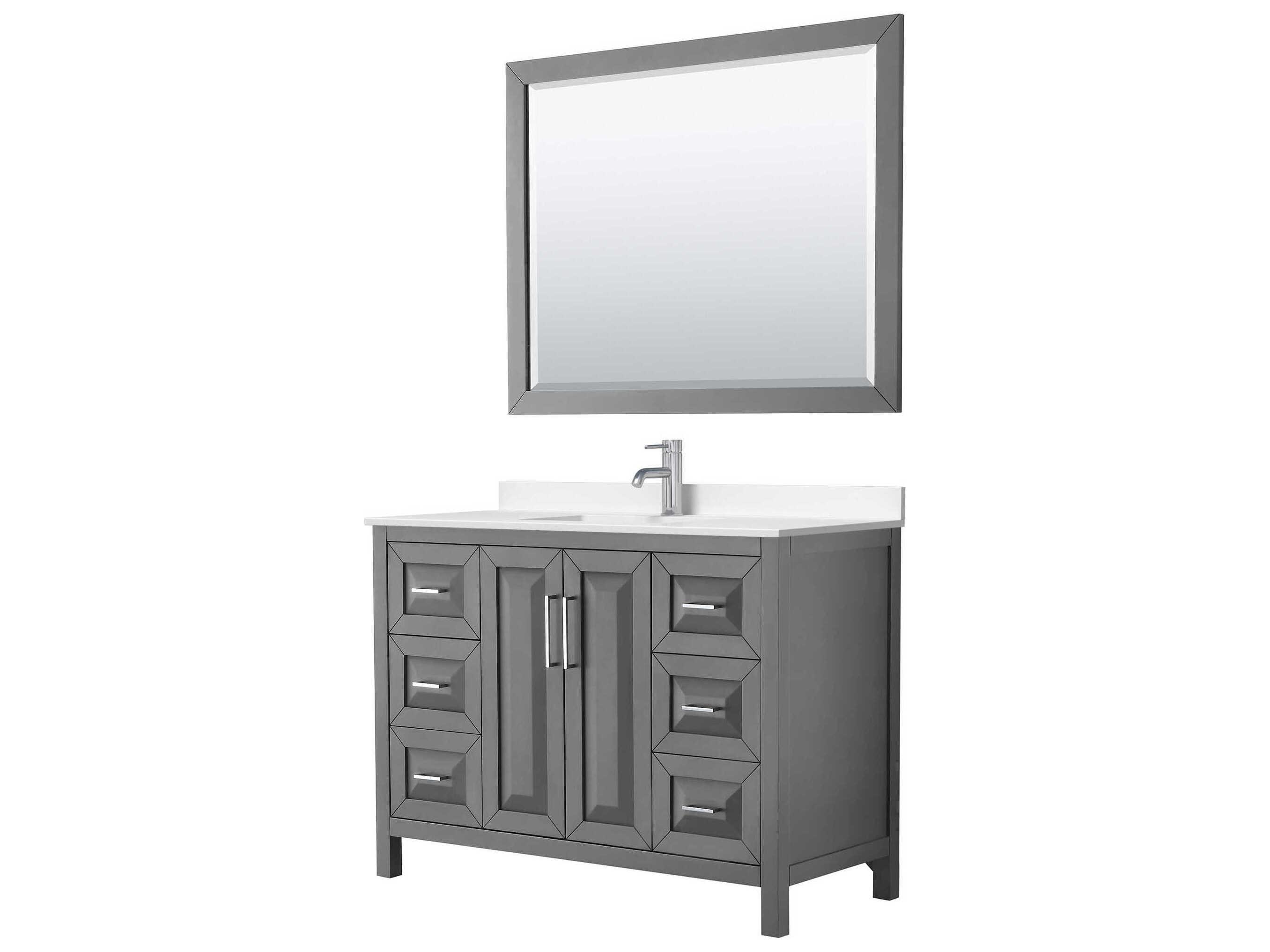 Wyndham Collection Daria 48" Dark Gray Vanity with 46" Mirror