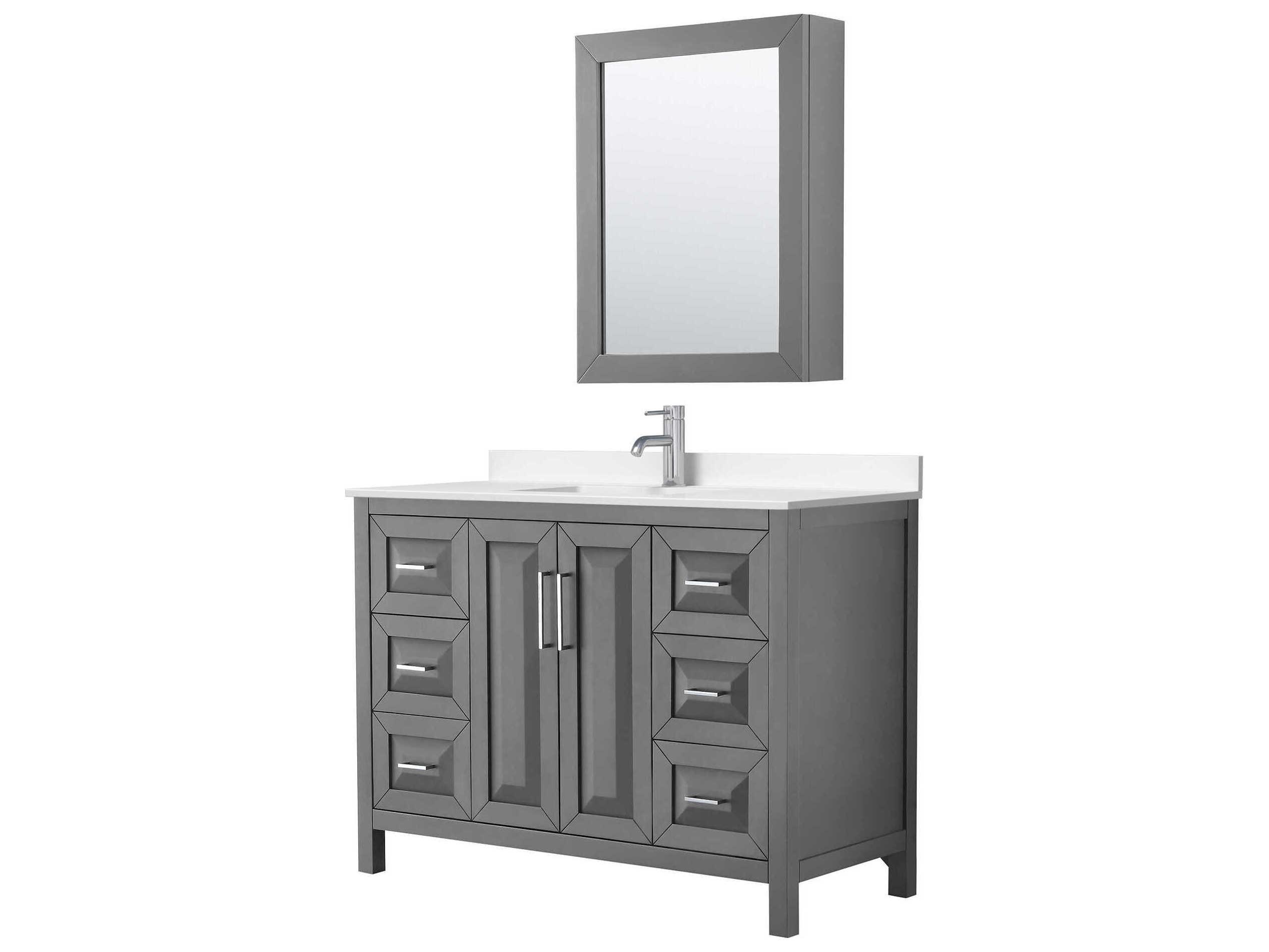 Wyndham Collection Daria 48" Dark Gray Vanity with Medicine Cabinet