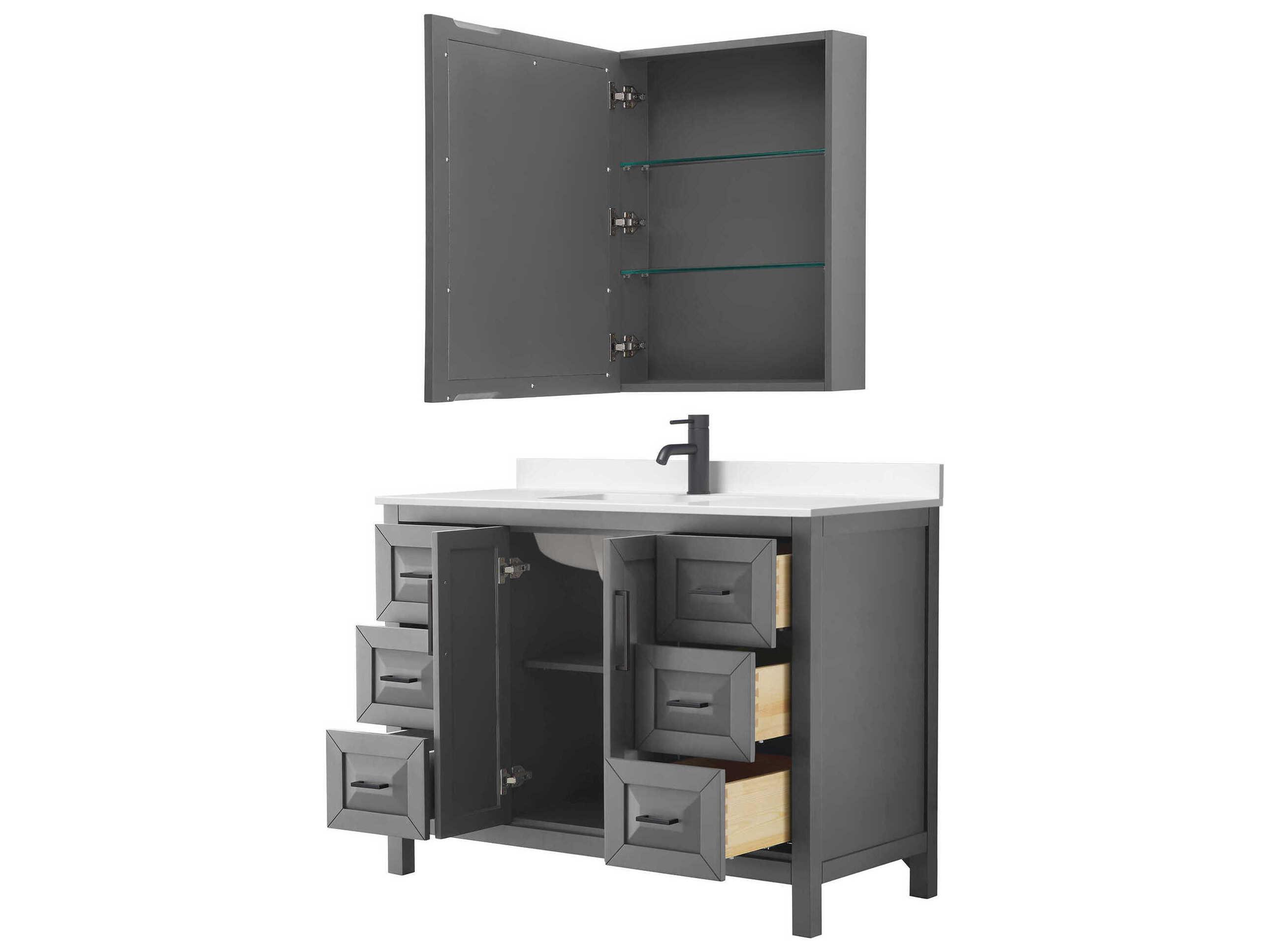 Wyndham Collection Daria 48" Dark Gray Vanity with Medicine Cabinet