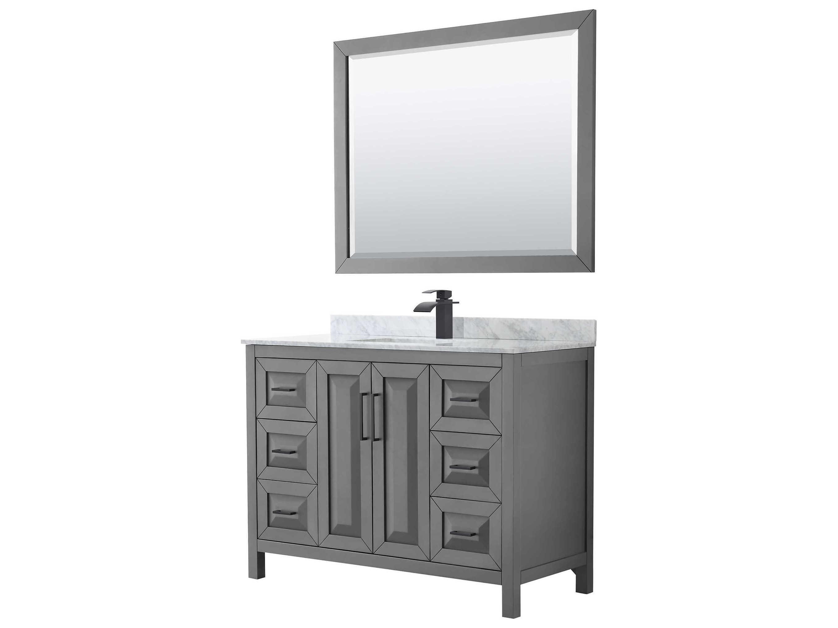 Wyndham Collection Daria 48" Dark Gray Vanity with 46" Mirror