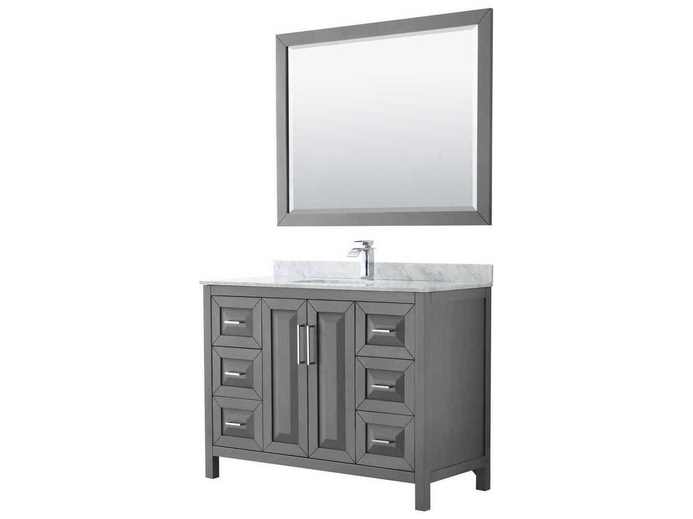 Wyndham Collection Daria 48" Dark Gray Vanity with 46" Mirror