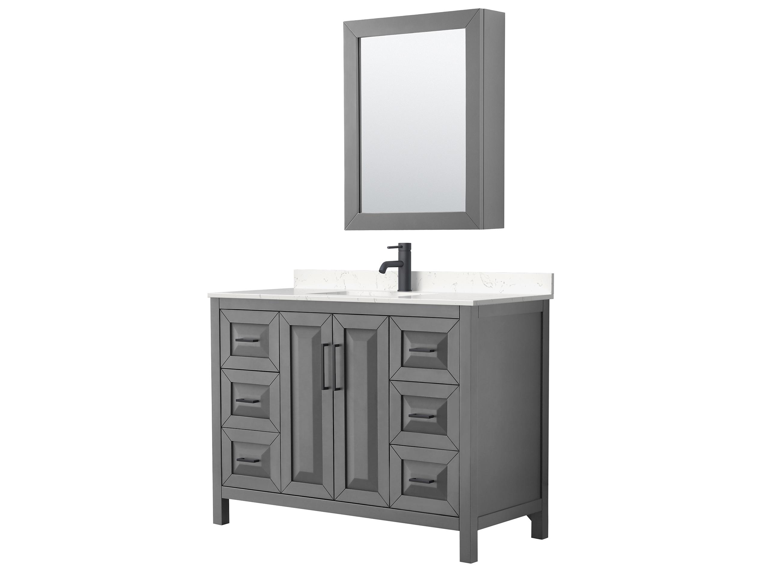 Wyndham Collection Daria 48" Dark Gray Vanity with Medicine Cabinet