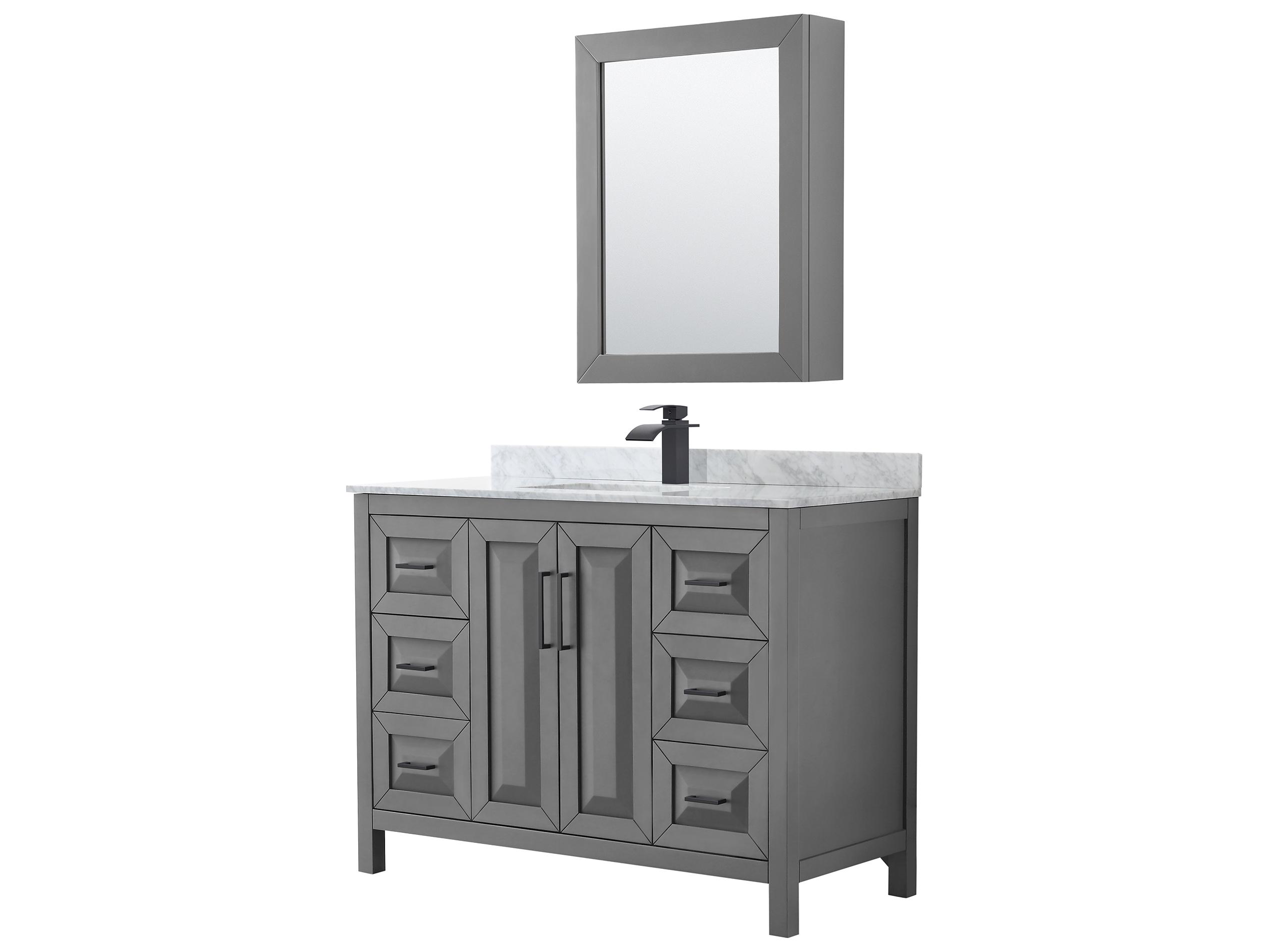 Wyndham Collection Daria 48" Dark Gray Vanity with Medicine Cabinet
