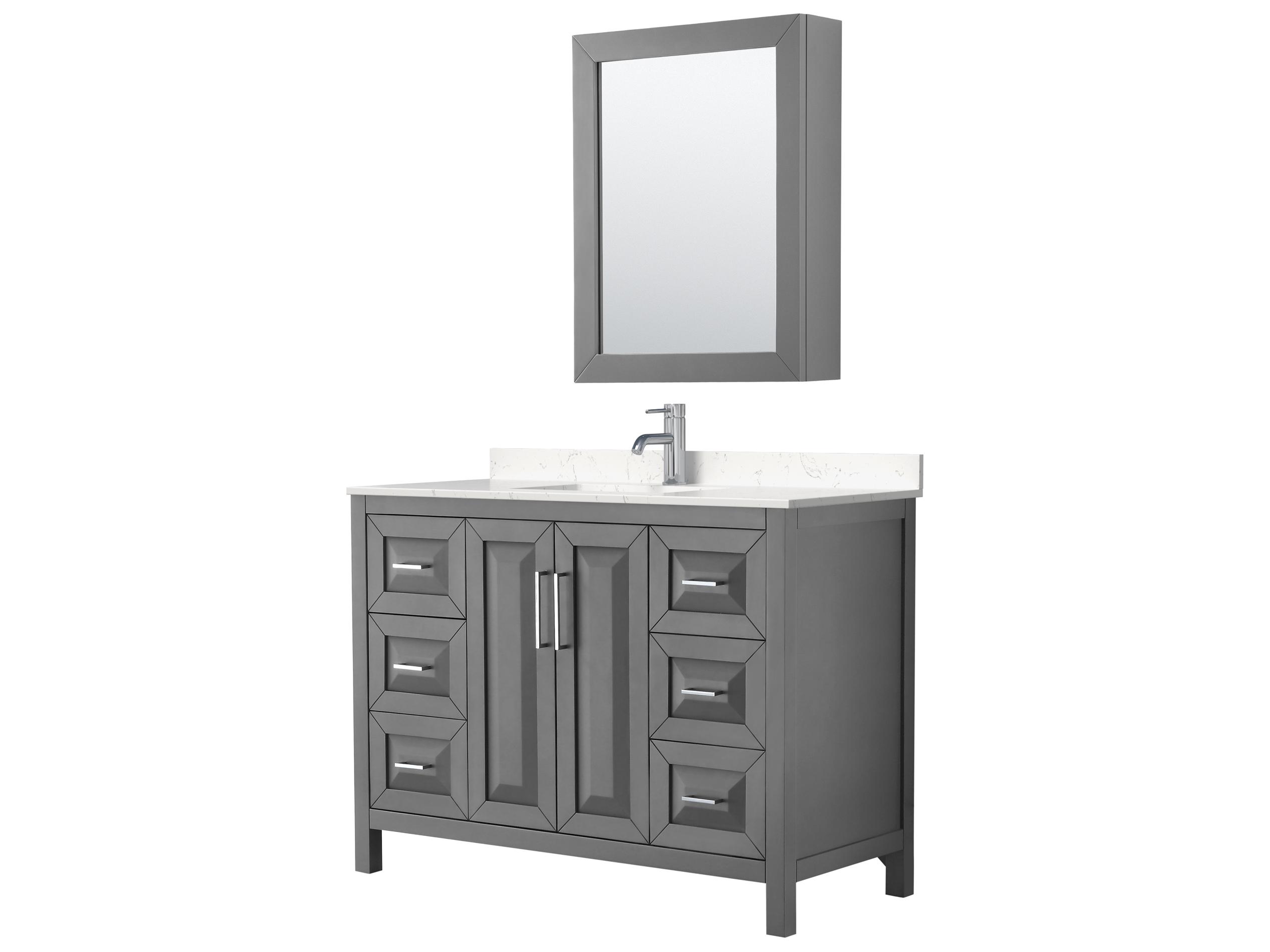 Wyndham Collection Daria 48" Dark Gray Vanity with Medicine Cabinet