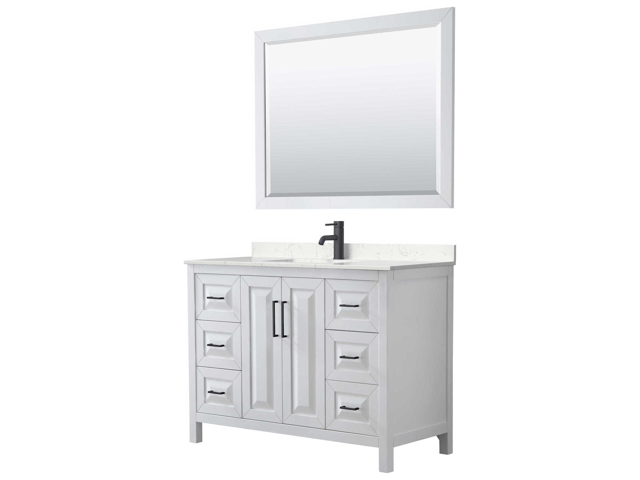 Wyndham Collection Daria 48" White Vanity with 46" Mirror