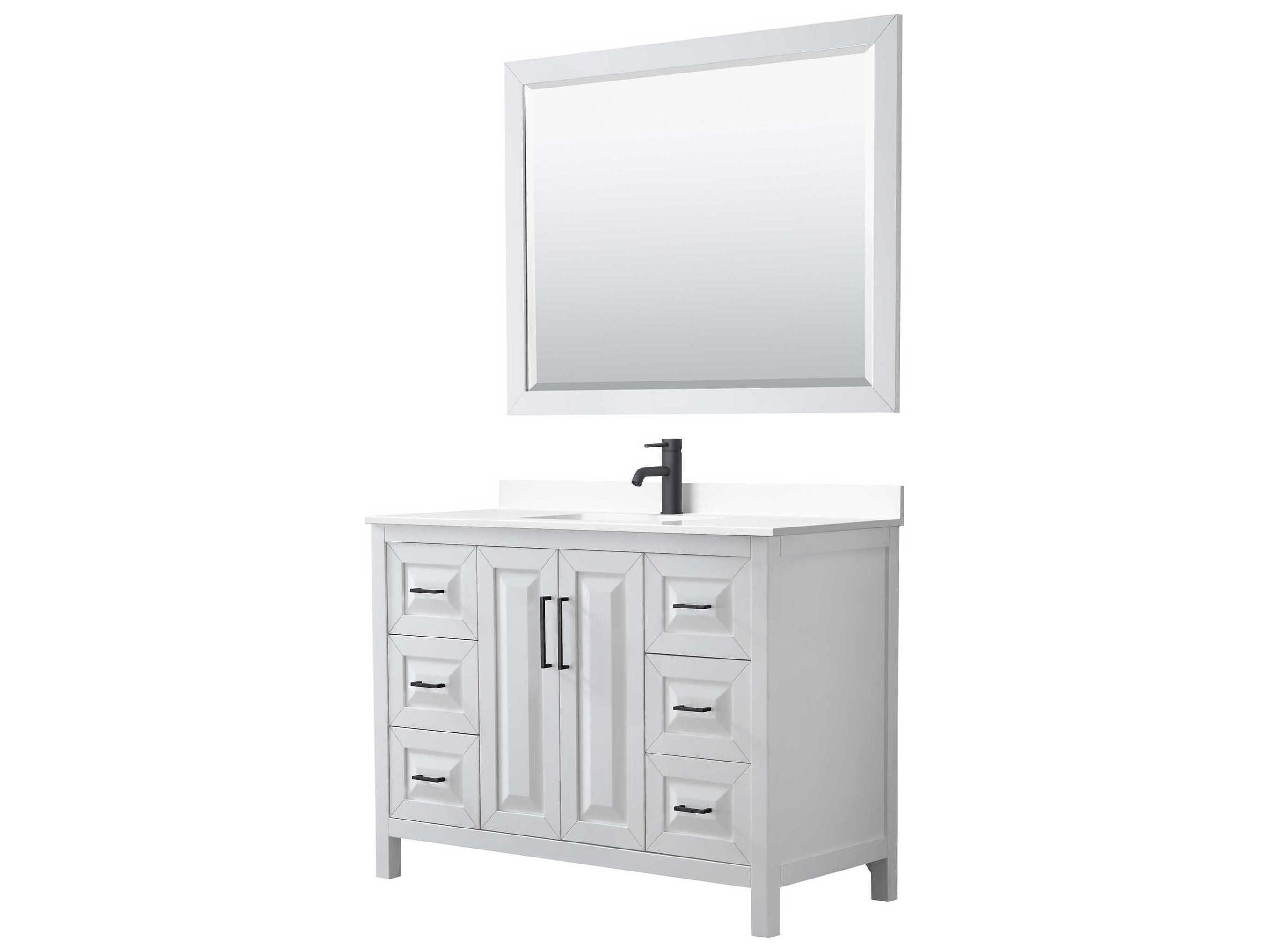 Wyndham Collection Daria 48" White Vanity with 46" Mirror