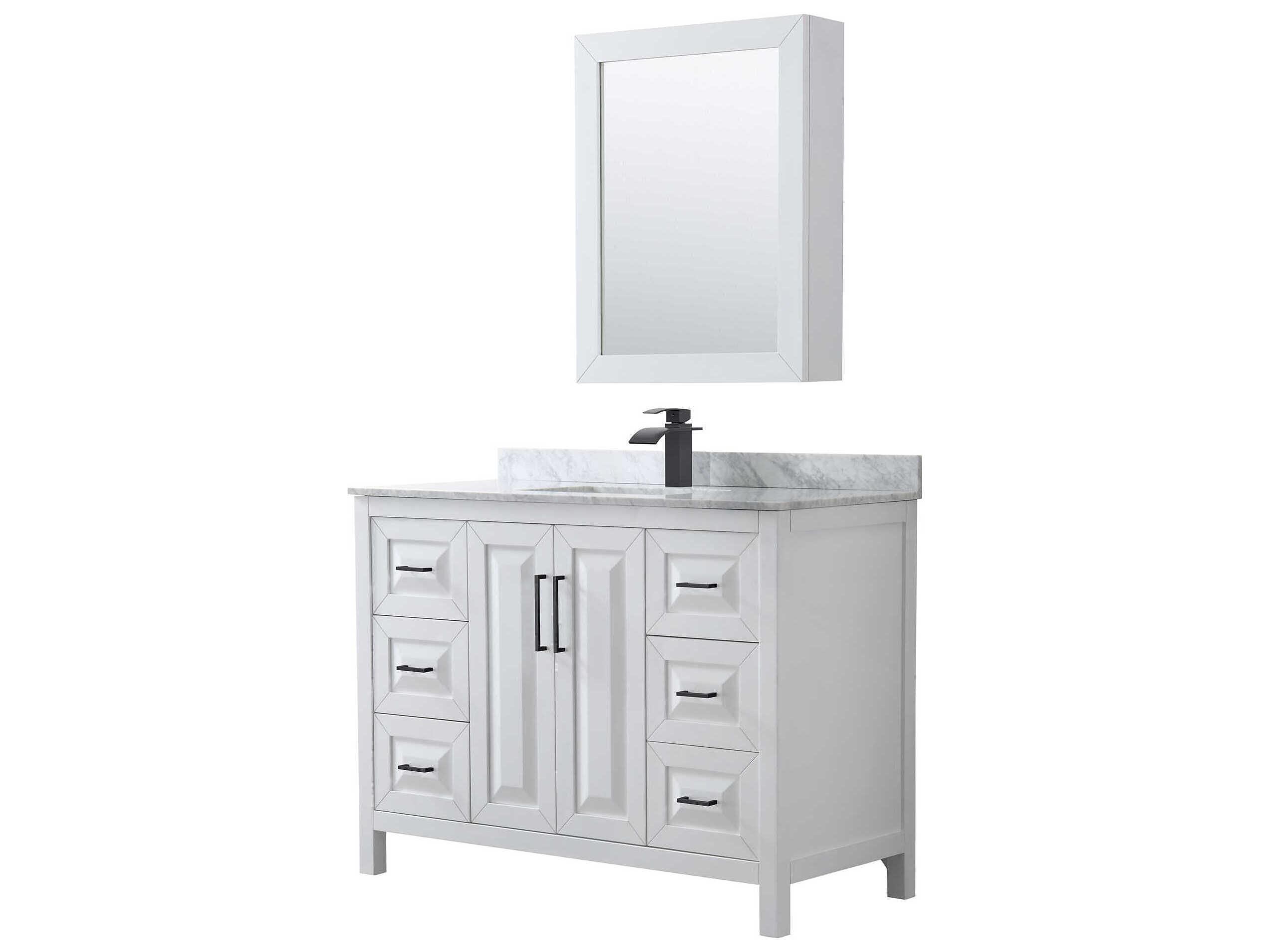 Wyndham Collection Daria 48" White Vanity with Medicine Cabinet