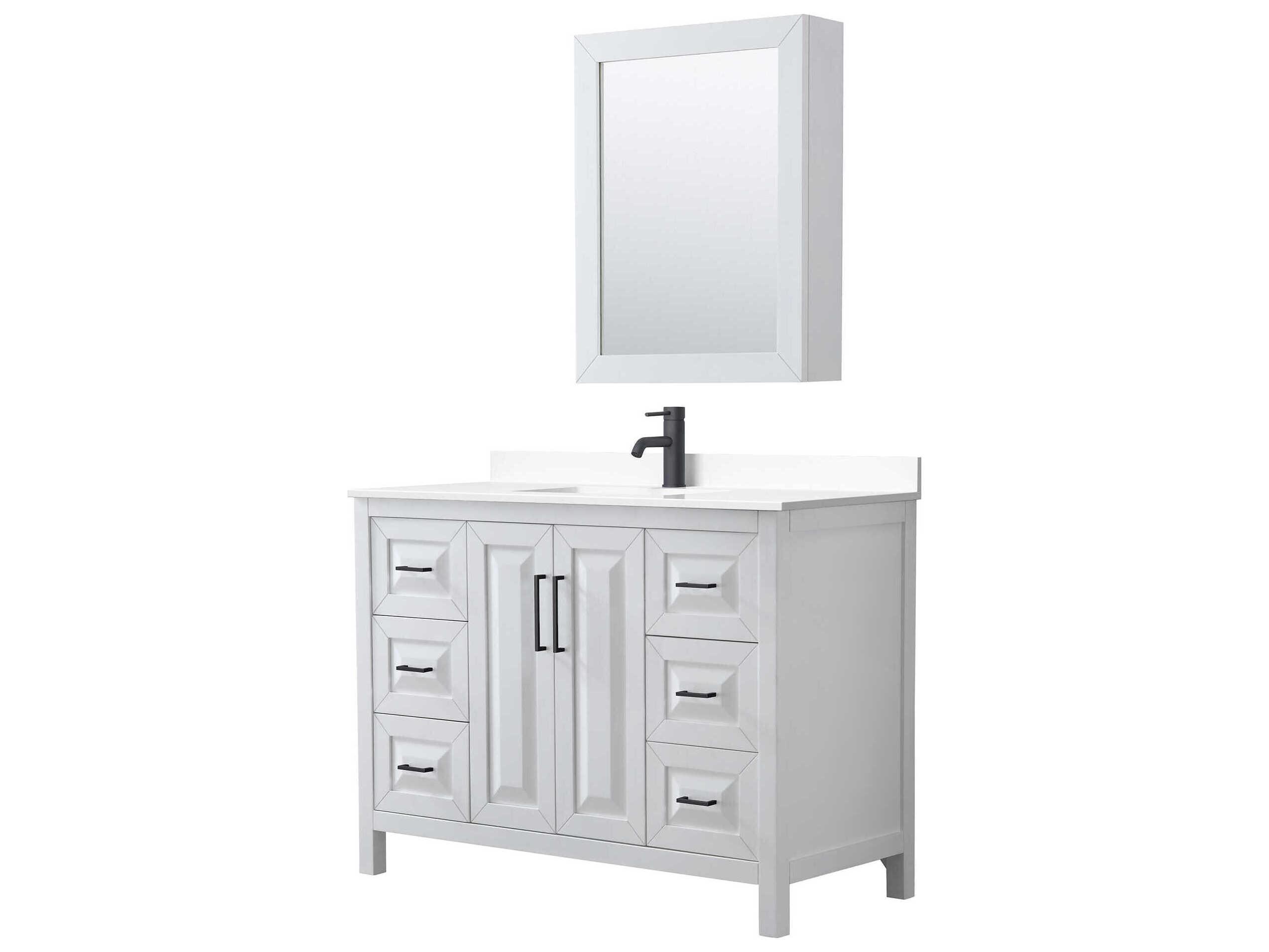 Wyndham Collection Daria 48" White Vanity with Medicine Cabinet
