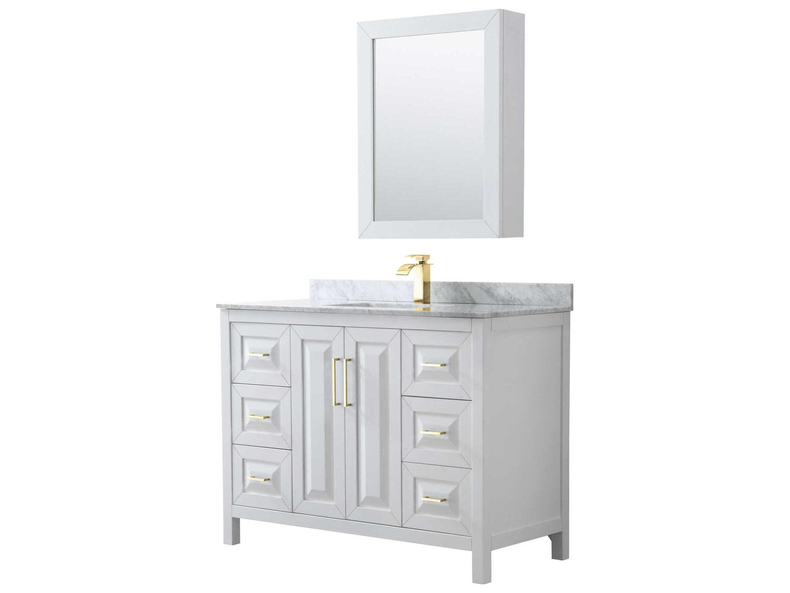Wyndham Collection Daria 48" White Vanity with Medicine Cabinet