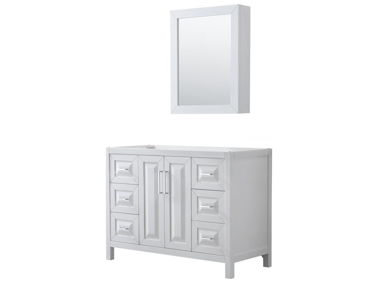 Wyndham Collection Daria 47" White Vanity with Medicine Cabinet