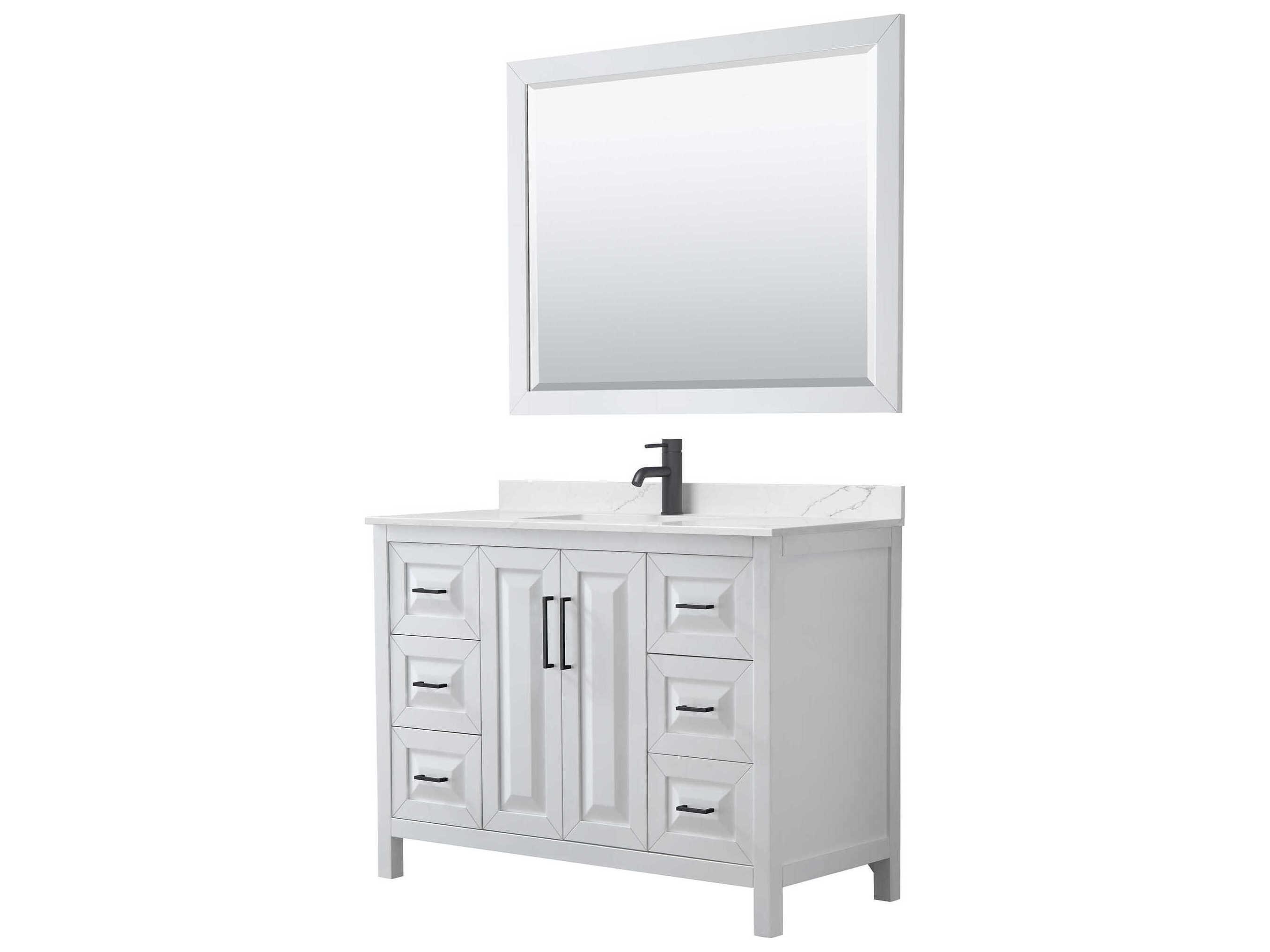 Wyndham Collection Daria 48" White Vanity with 46" Mirror