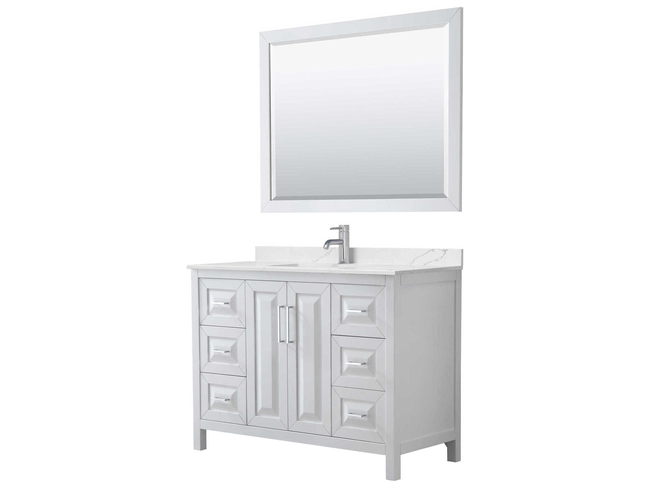 Wyndham Collection Daria 48" White Vanity with 46" Mirror
