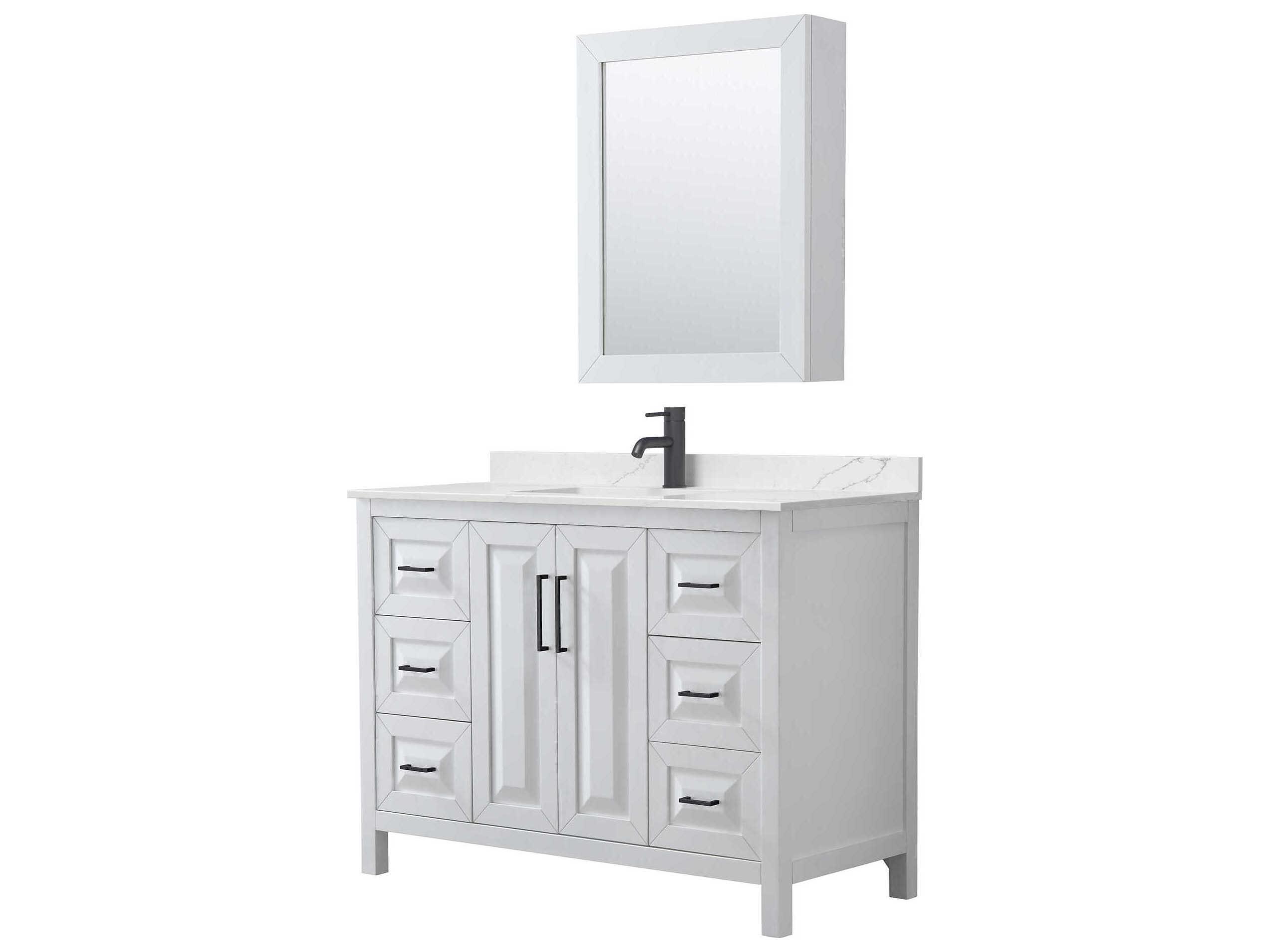 Wyndham Collection Daria 48" White Vanity with Medicine Cabinet