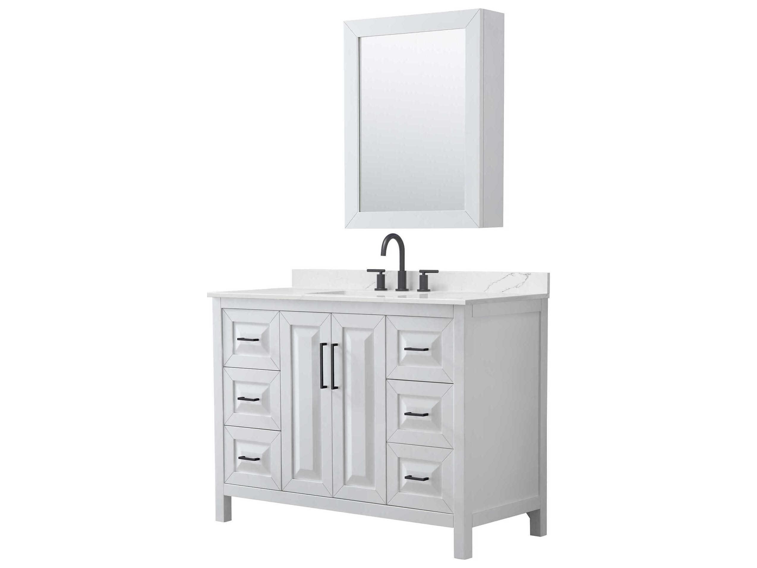 Wyndham Collection Daria 48" White Vanity with Medicine Cabinet