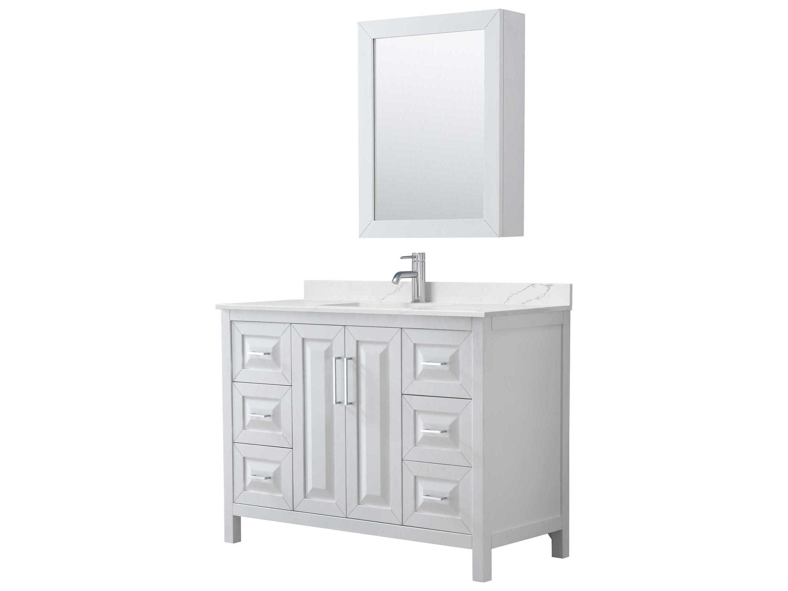 Wyndham Collection Daria 48" White Vanity with Medicine Cabinet