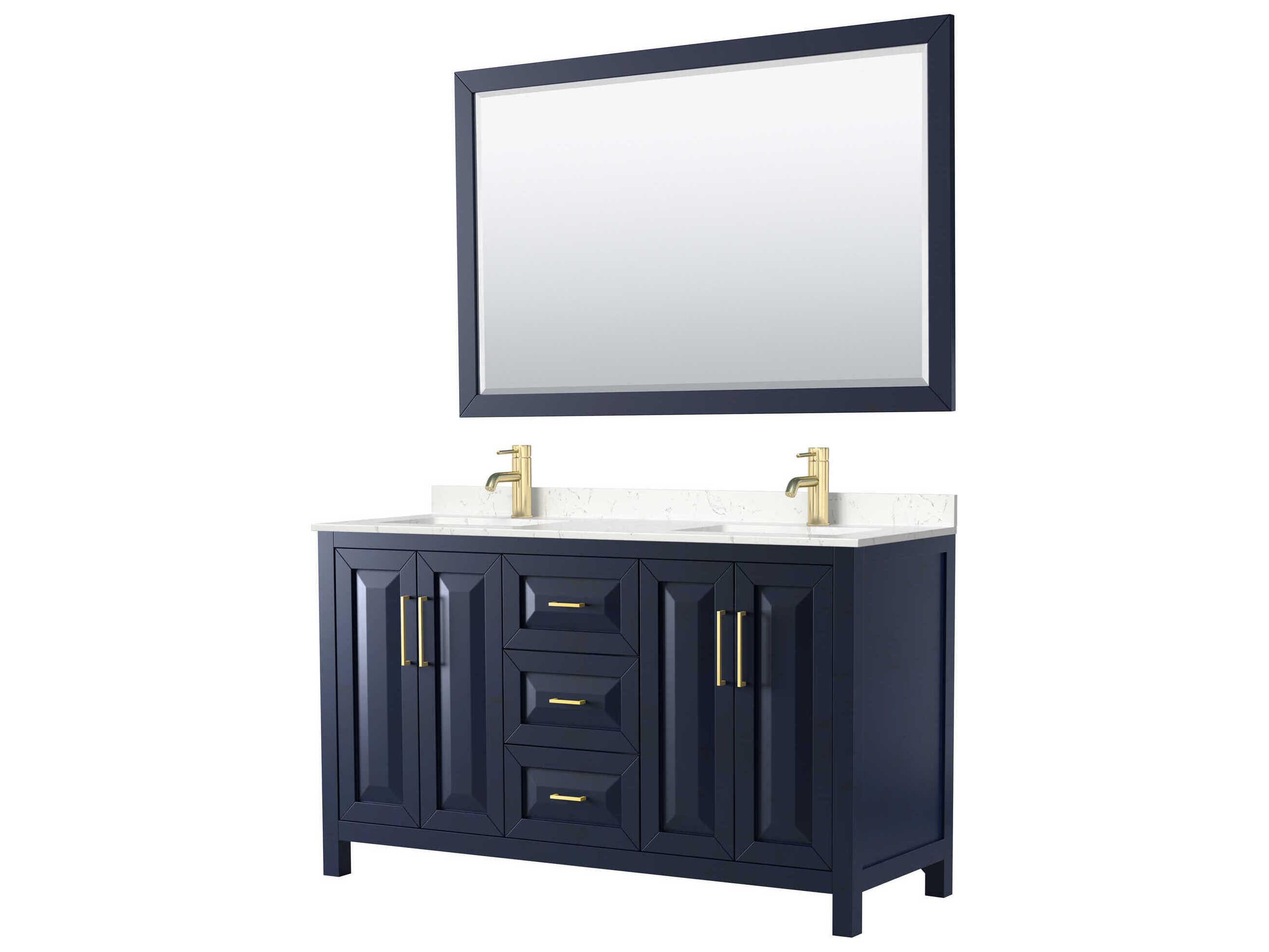 Wyndham Collection Daria 60" Dark Blue Vanity with 58" Mirror