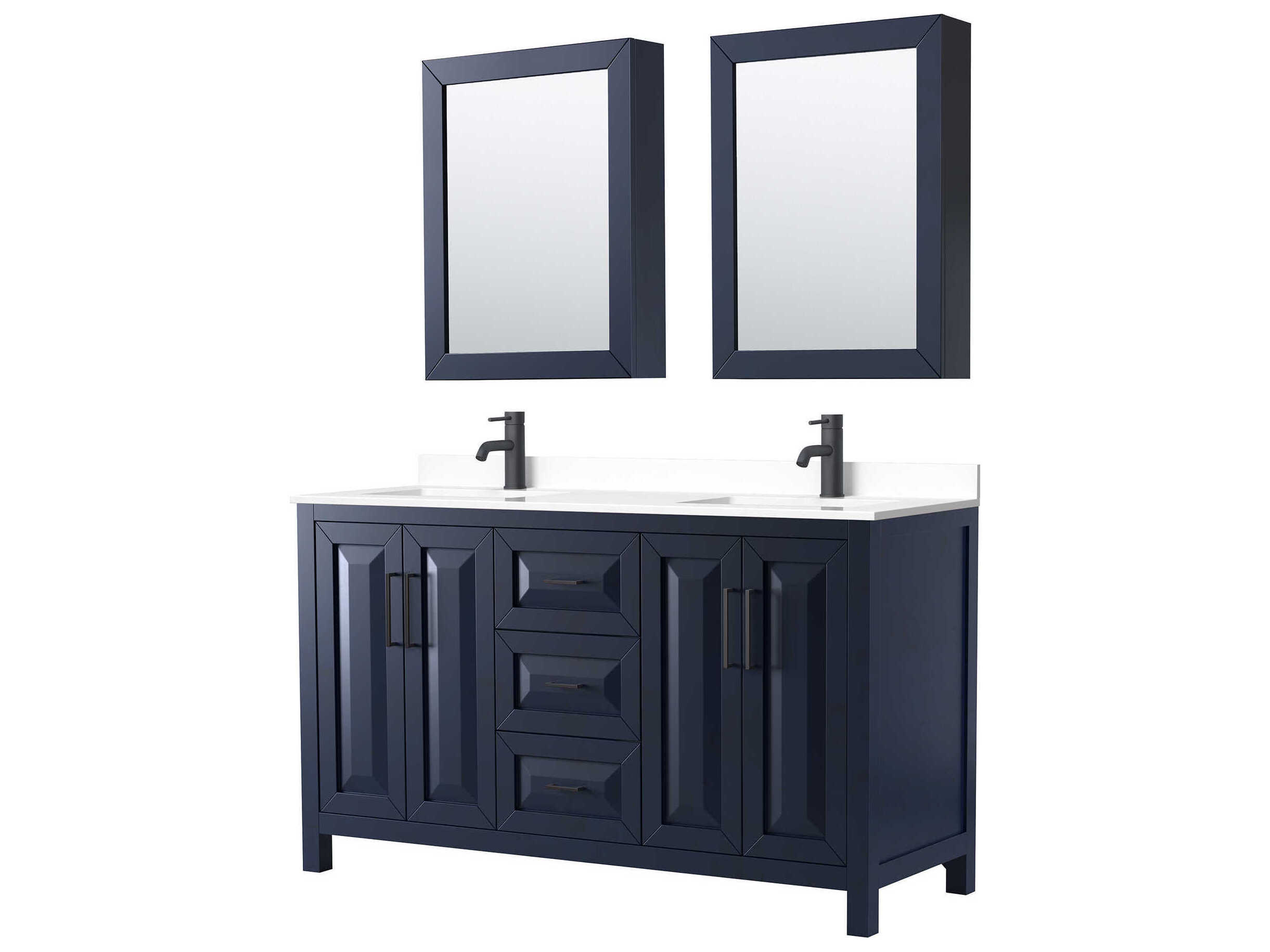 Wyndham Collection Daria 60" Dark Blue Vanity with Medicine Cabinet