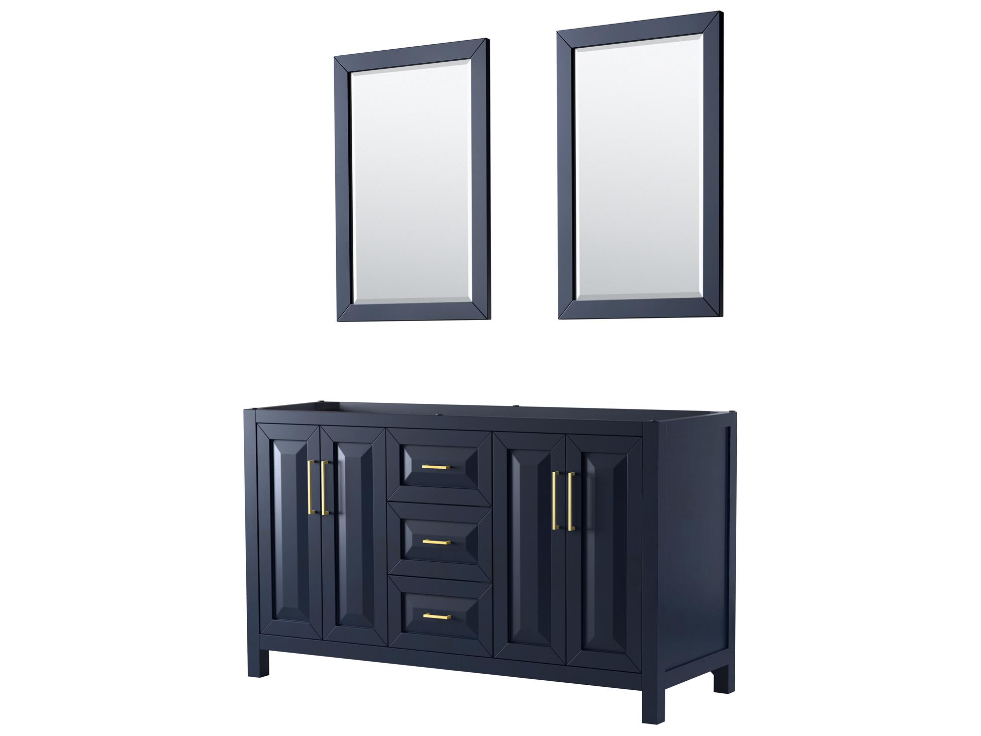 Wyndham Collection Daria 59" Dark Blue Vanity with 24" Mirror