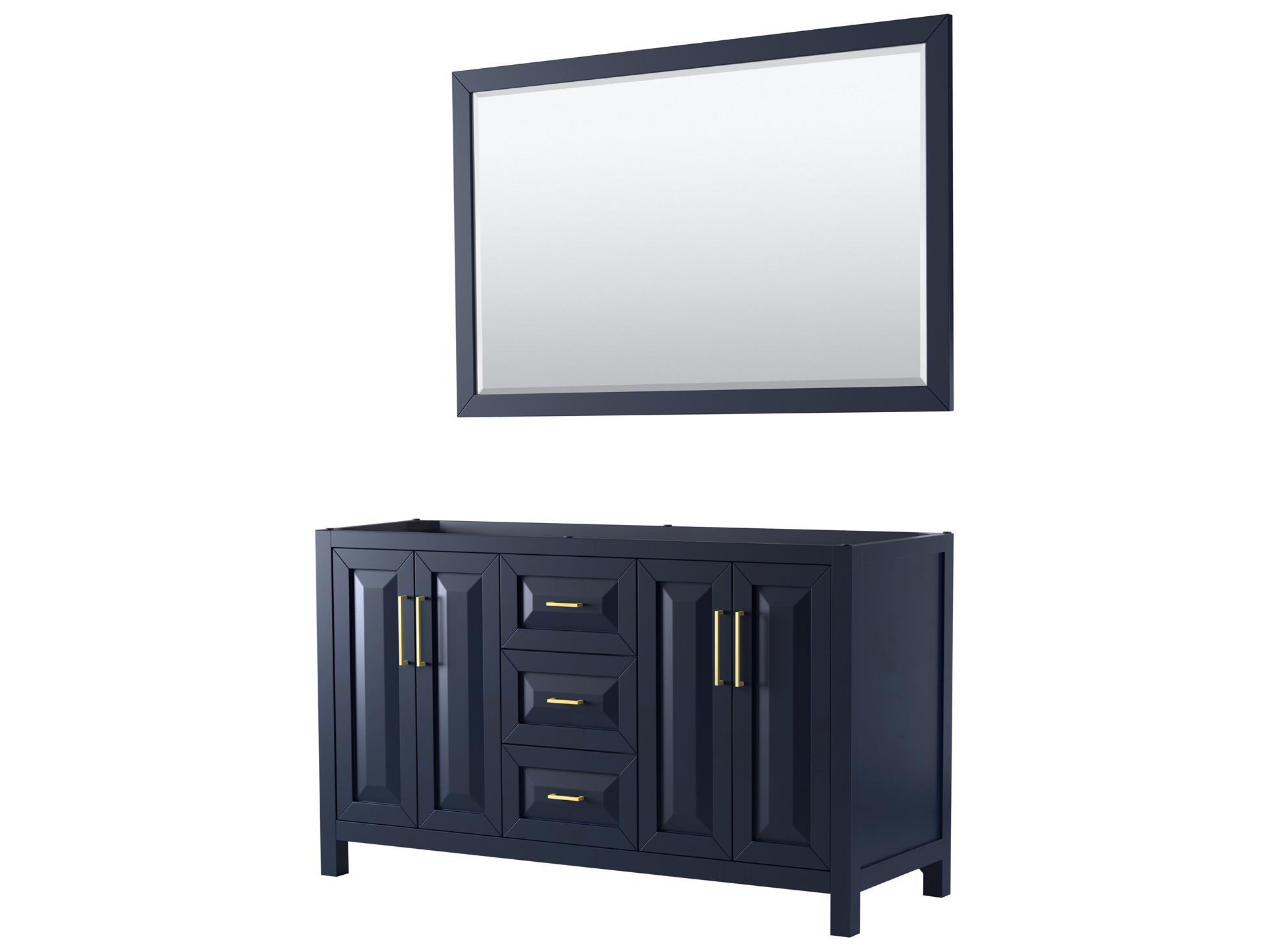 Wyndham Collection Daria 59" Dark Blue Vanity with 58" Mirror