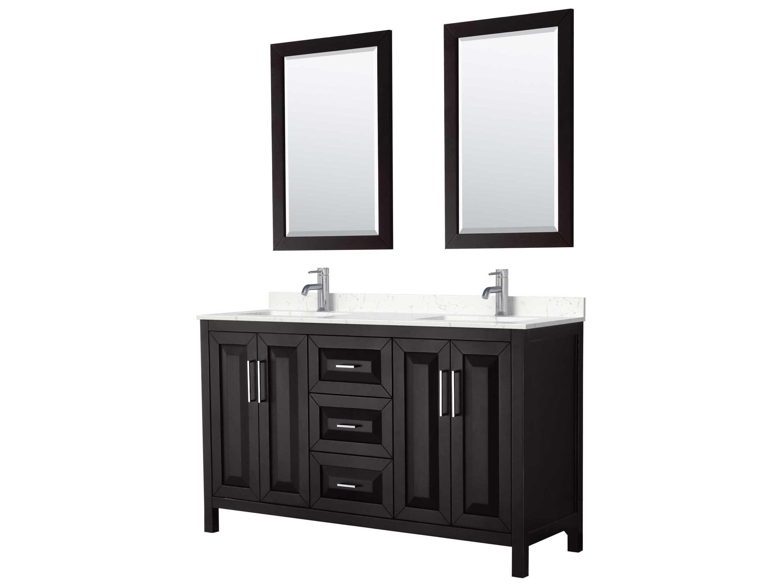 Wyndham Collection Daria 60" Dark Espresso Vanity with 24" Mirror
