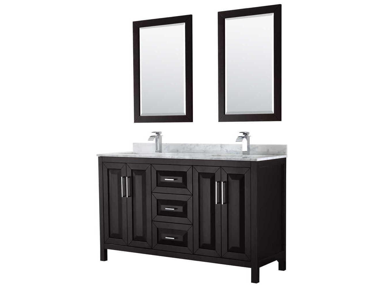Wyndham Collection Daria 60" Dark Espresso Vanity with 24" Mirror