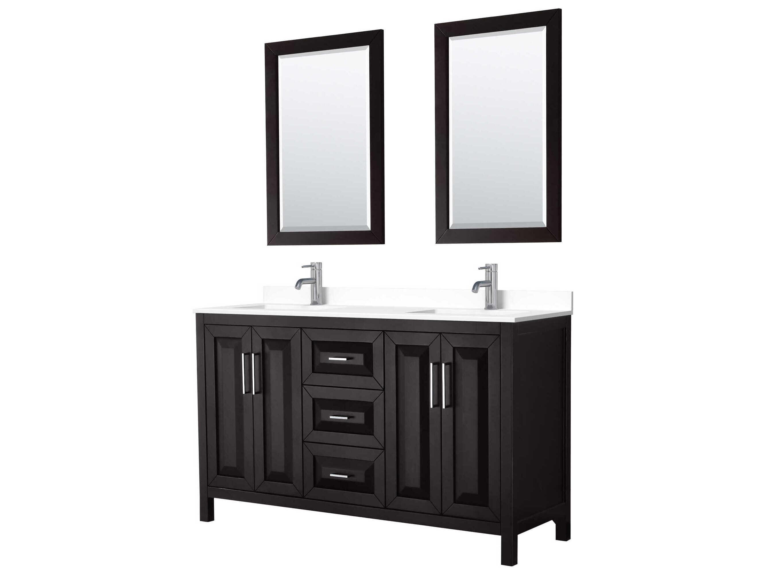 Wyndham Collection Daria 60" Dark Espresso Vanity with 24" Mirror