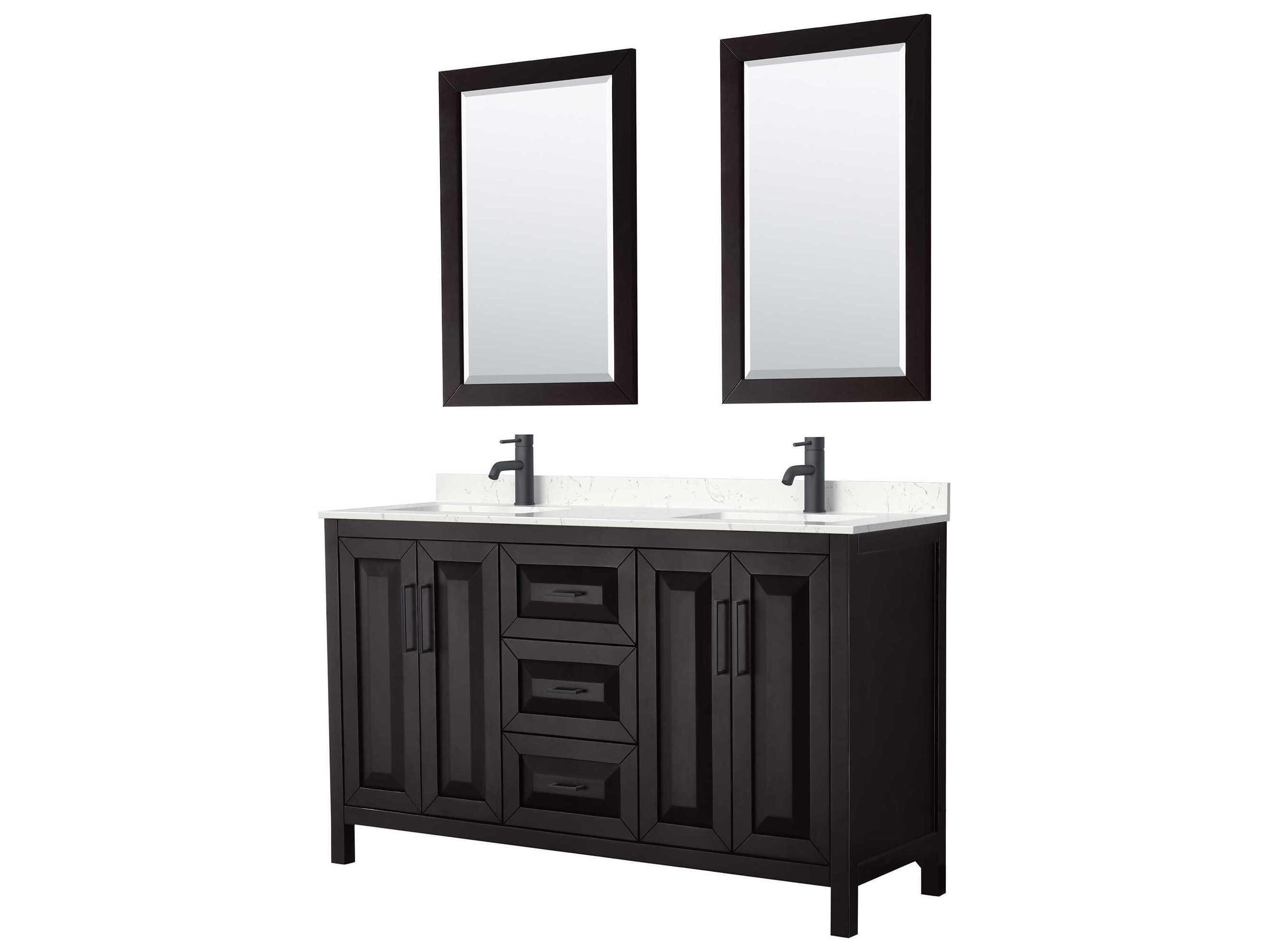 Wyndham Collection Daria 60" Dark Espresso Vanity with 24" Mirror