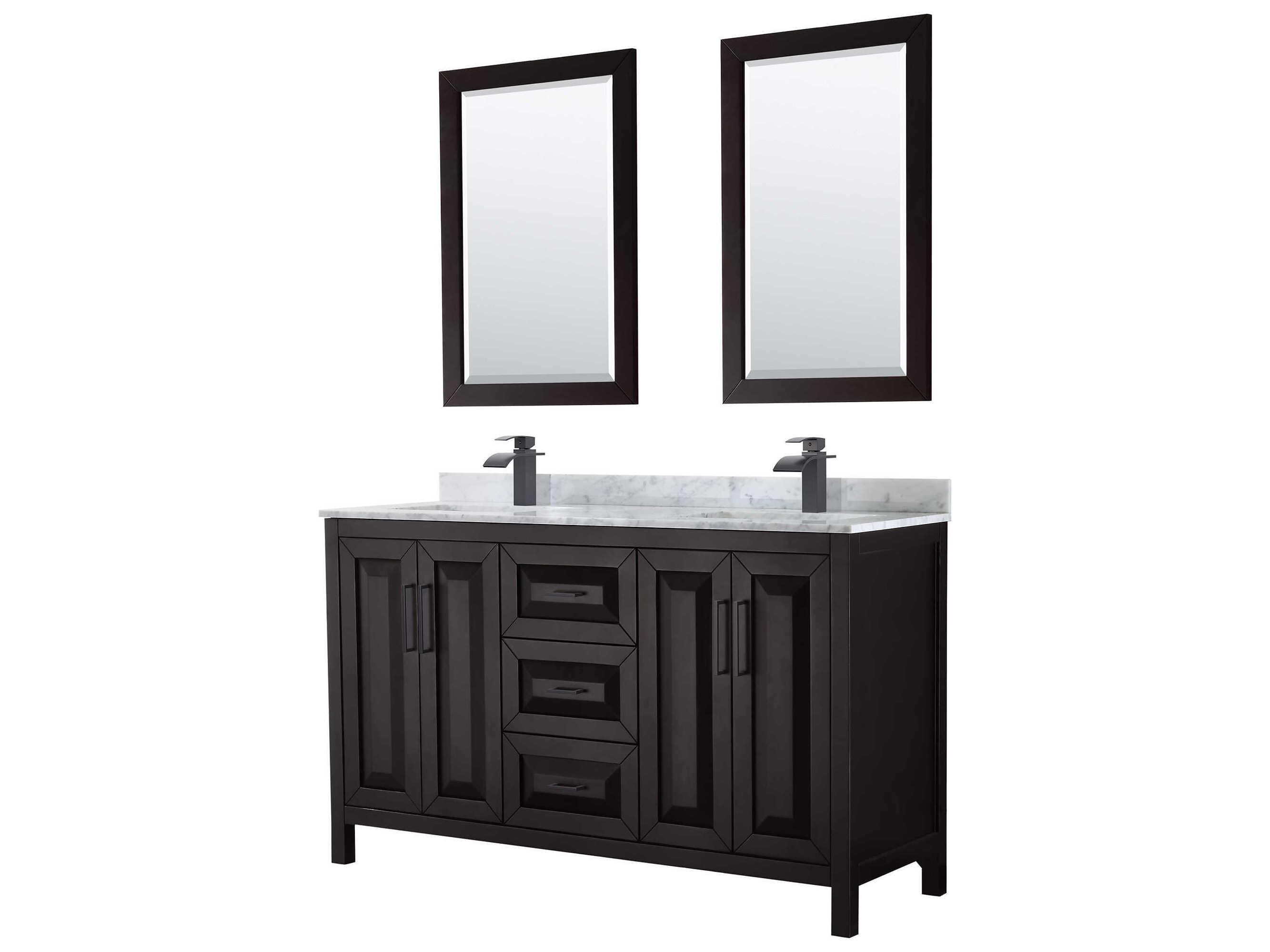 Wyndham Collection Daria 60" Dark Espresso Vanity with 24" Mirror