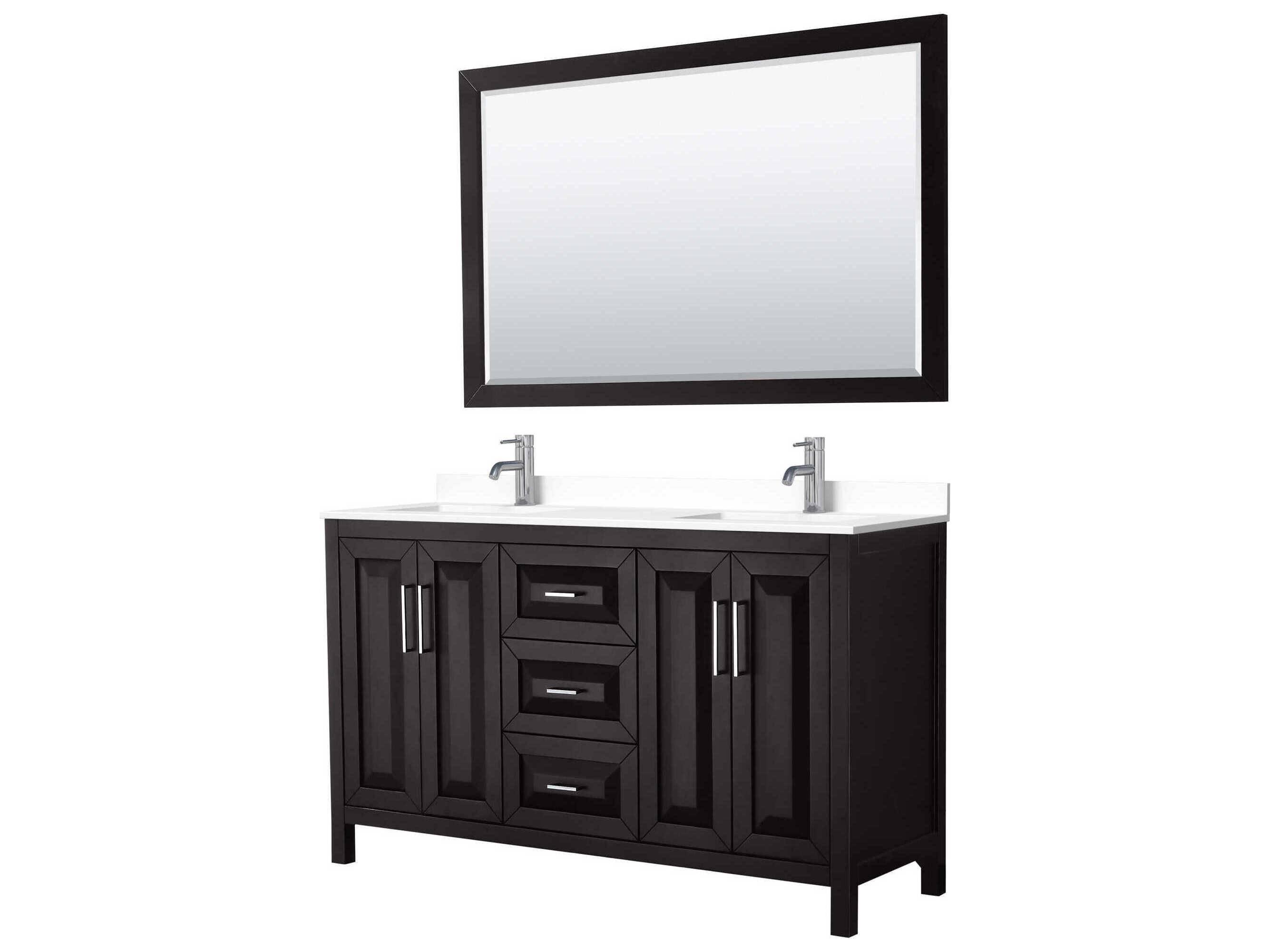 Wyndham Collection Daria 60" Dark Espresso Vanity with 58" Mirror